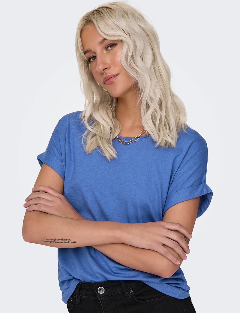 ONLY - ONLMOSTER S/S O-NECK TOP NOOS JRS - t-shirts - blue yonder - 5