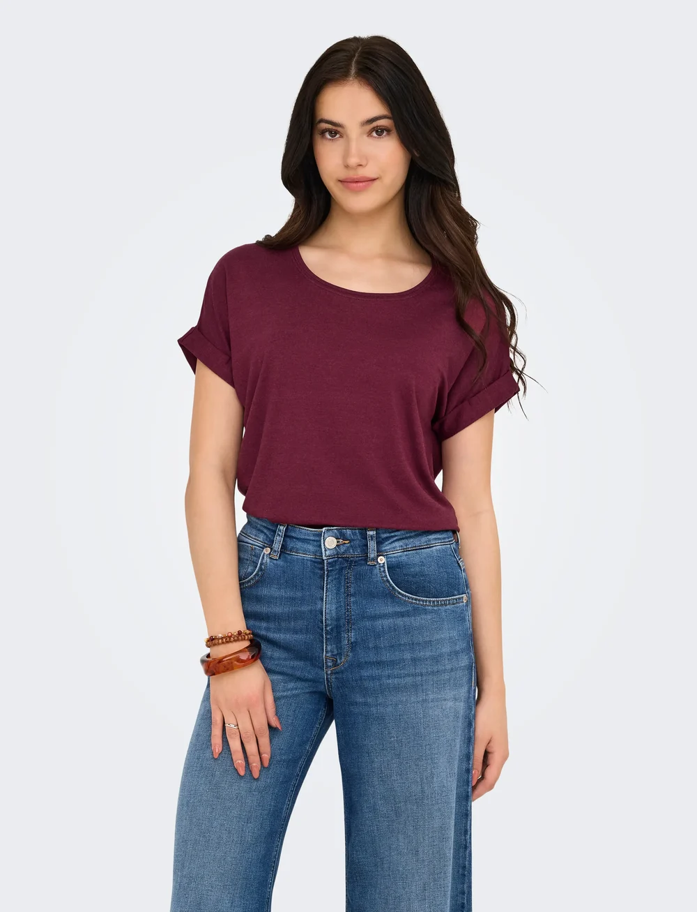 ONLY - ONLMOSTER S/S O-NECK TOP NOOS JRS - t-shirts - burgundy - 0