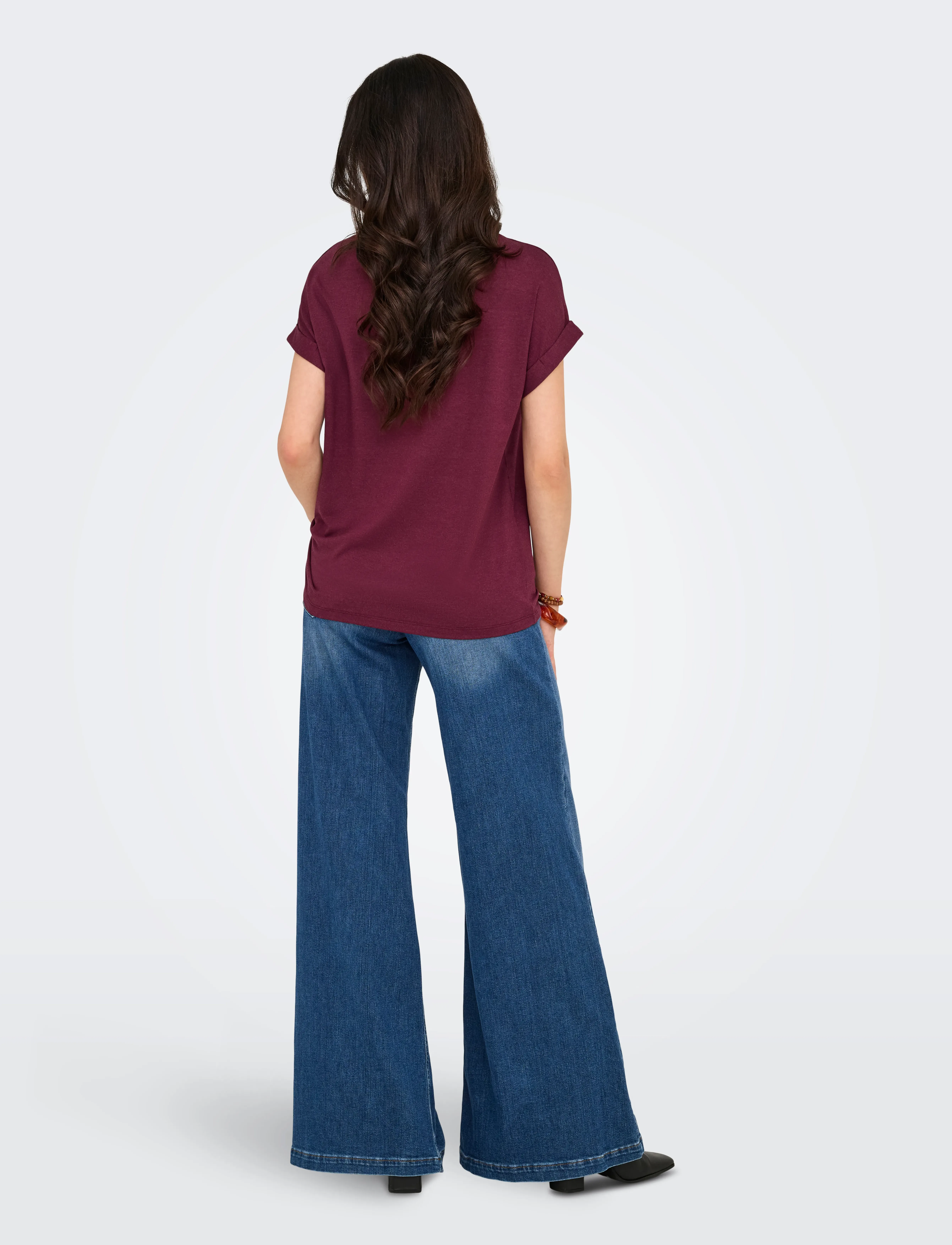 ONLY - ONLMOSTER S/S O-NECK TOP NOOS JRS - t-shirts - burgundy - 3