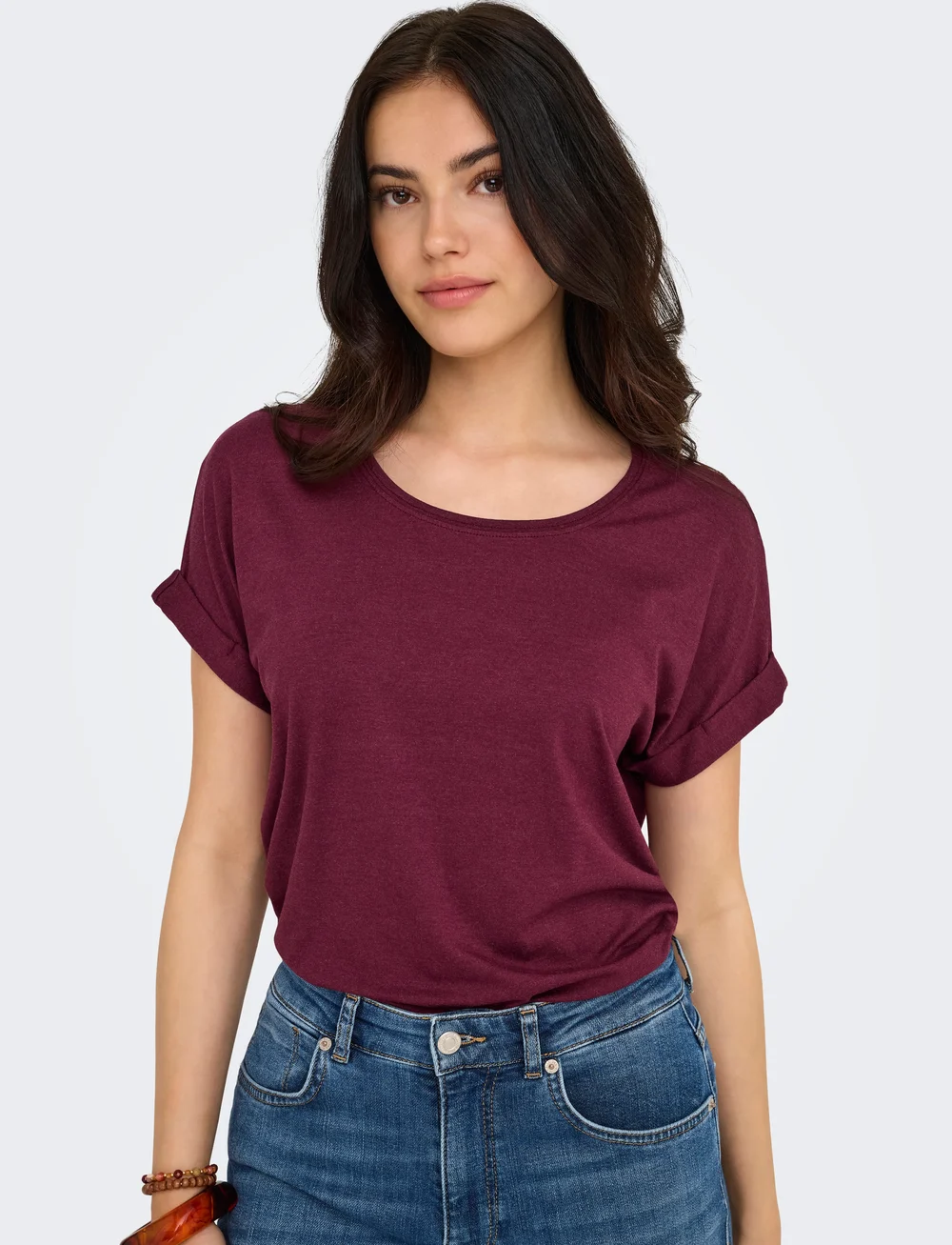 ONLY - ONLMOSTER S/S O-NECK TOP NOOS JRS - t-shirts - burgundy - 5