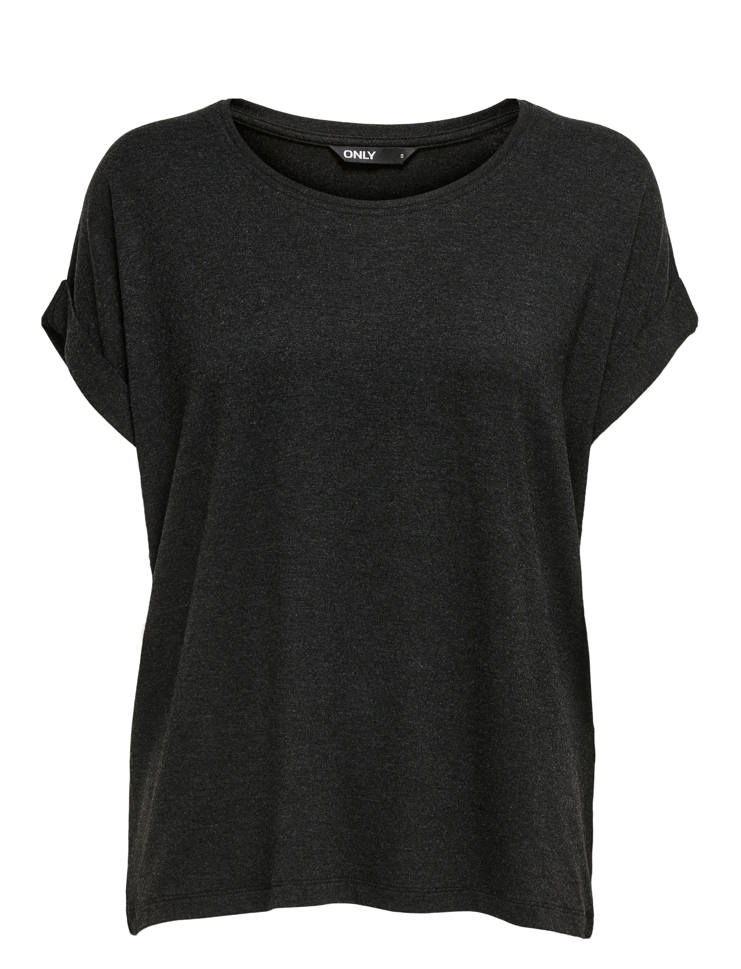 ONLY ONLMOSTER S/S O-NECK TOP NOOS JRS - T-Shirts & Tops - DARK GREY MELANGE / black