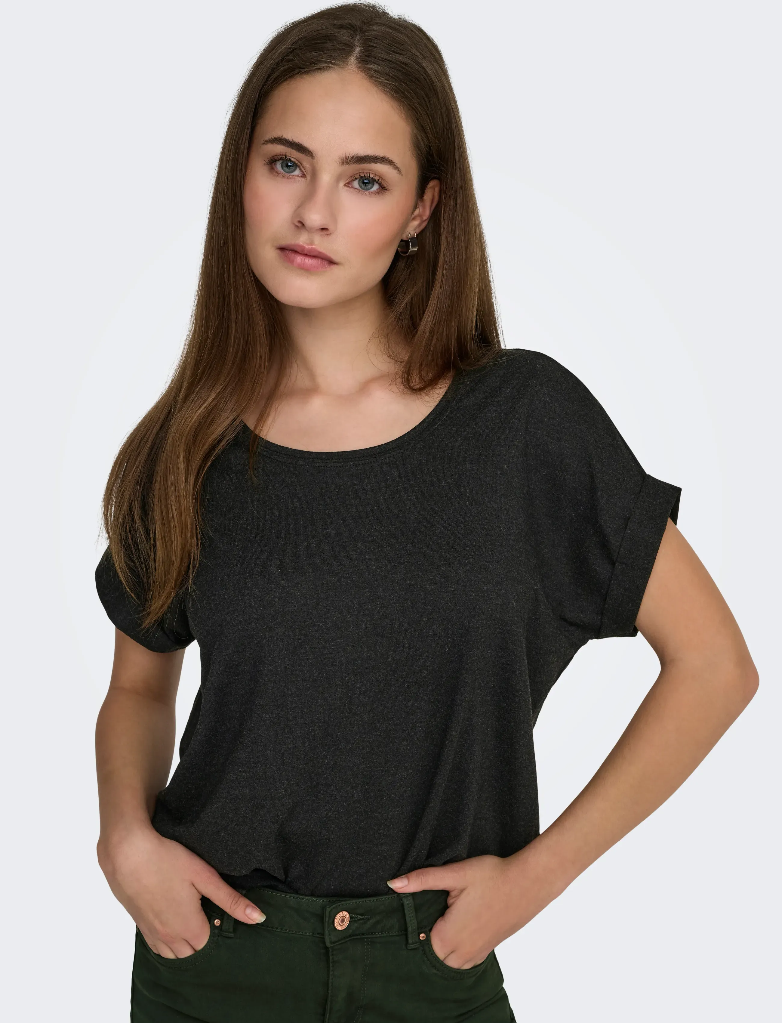 ONLY - ONLMOSTER S/S O-NECK TOP NOOS JRS - t-shirts - dark grey melange - 5