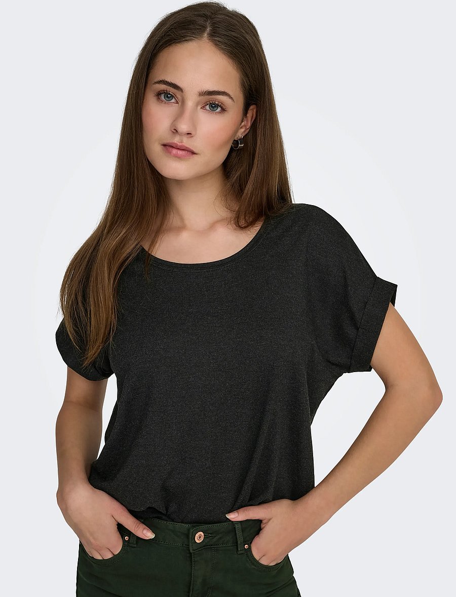 ONLY - ONLMOSTER S/S O-NECK TOP NOOS JRS - t-shirts - dark grey melange - 5