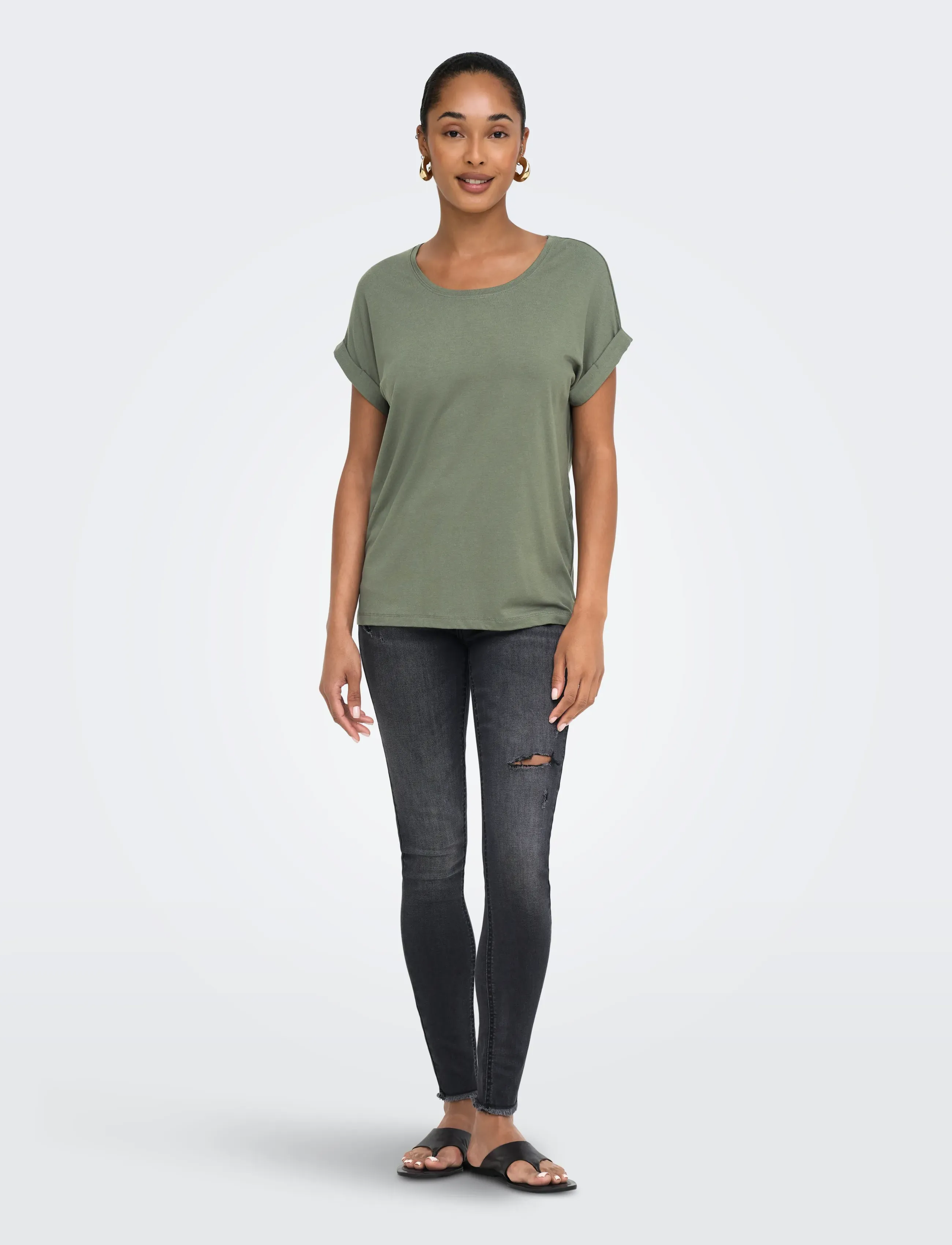 ONLY - ONLMOSTER S/S O-NECK TOP NOOS JRS - t-särgid - smokey olive - 4