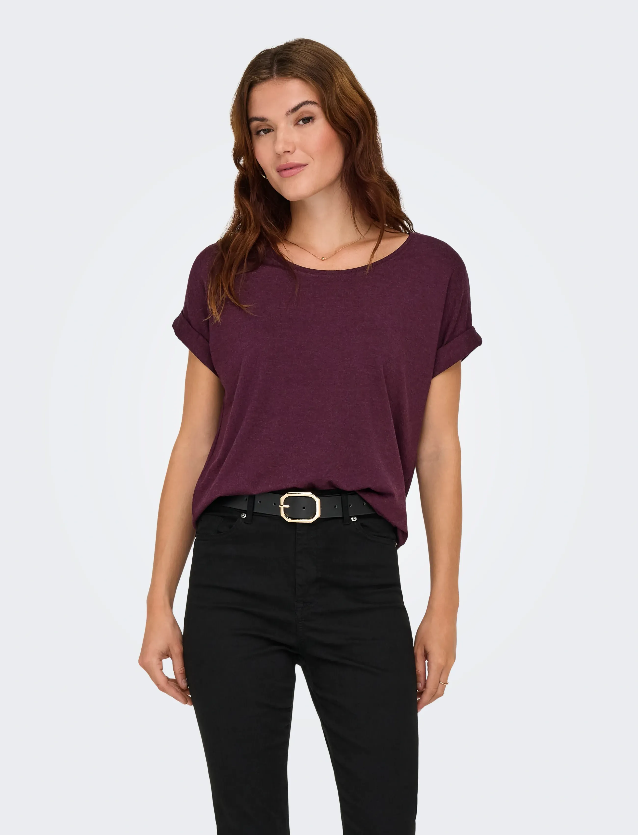 ONLY ONLMOSTER S/S O-NECK TOP NOOS JRS - T-shirts - WINETASTING / burgundy