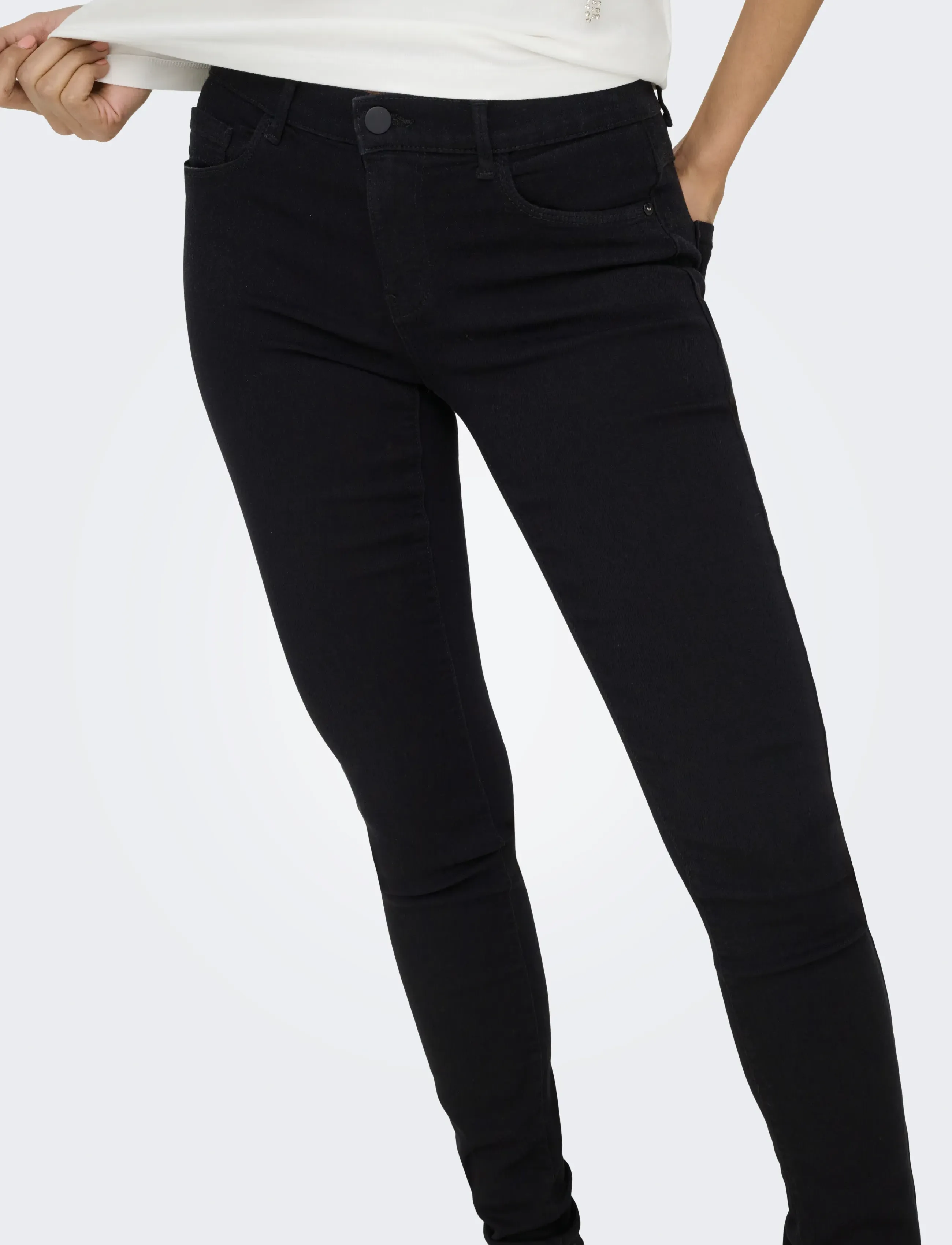 ONLY - ONLRAIN REG SKINNY DNM NOOS - skinny gallabuxur - black denim - 5