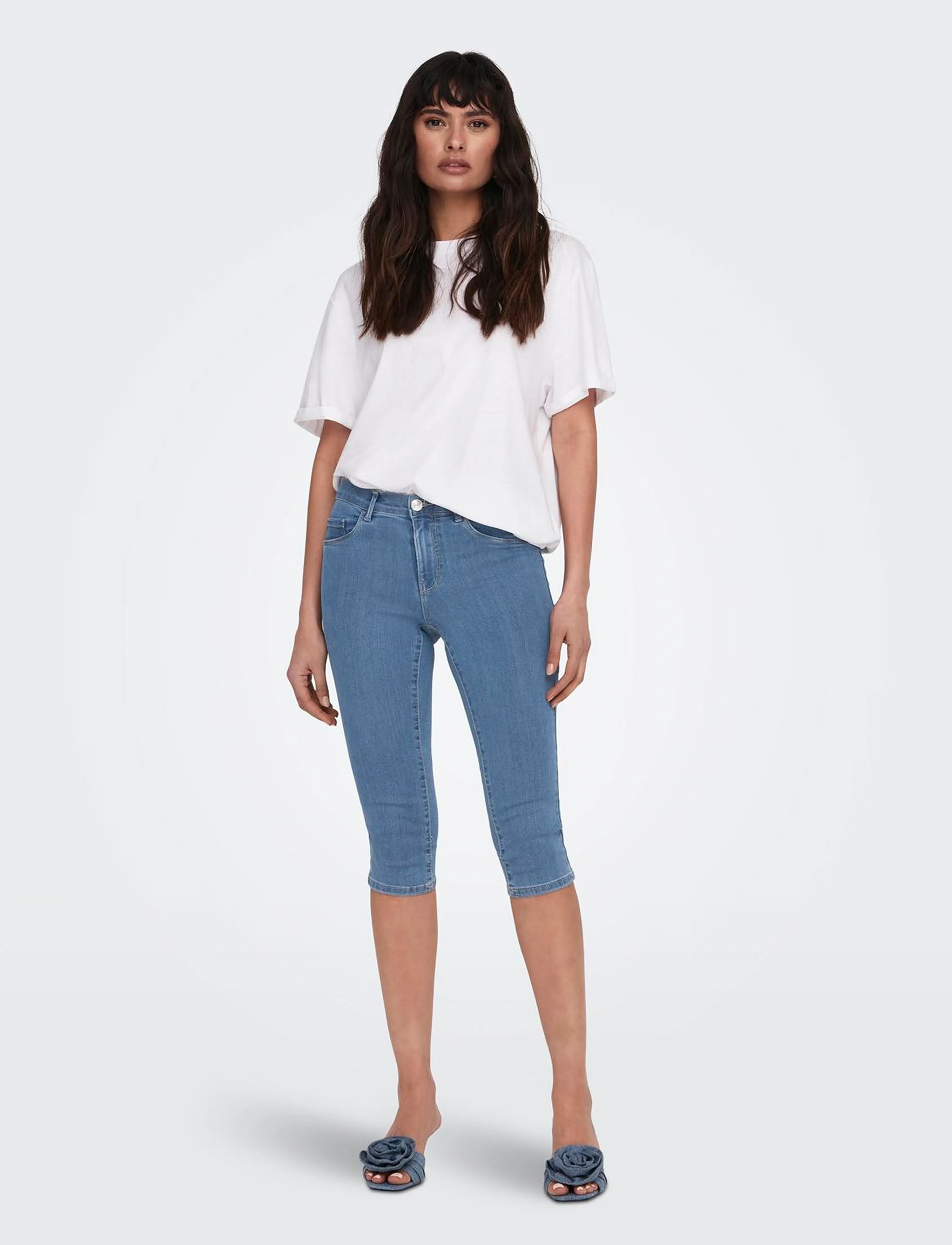ONLY - ONLRAIN LIFE REG SK KNICKERS DNM NOOS - kapripüksid - light blue denim - 5