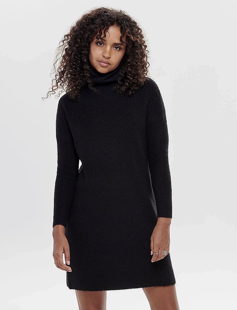 ONLY - ONLJANA L/S COWLNCK DRESS WOOL KNT NOOS - knitted dresses - black - 0