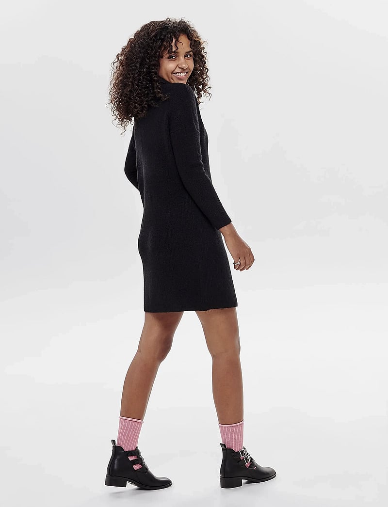 ONLY - ONLJANA L/S COWLNCK DRESS WOOL KNT NOOS - knitted dresses - black - 3