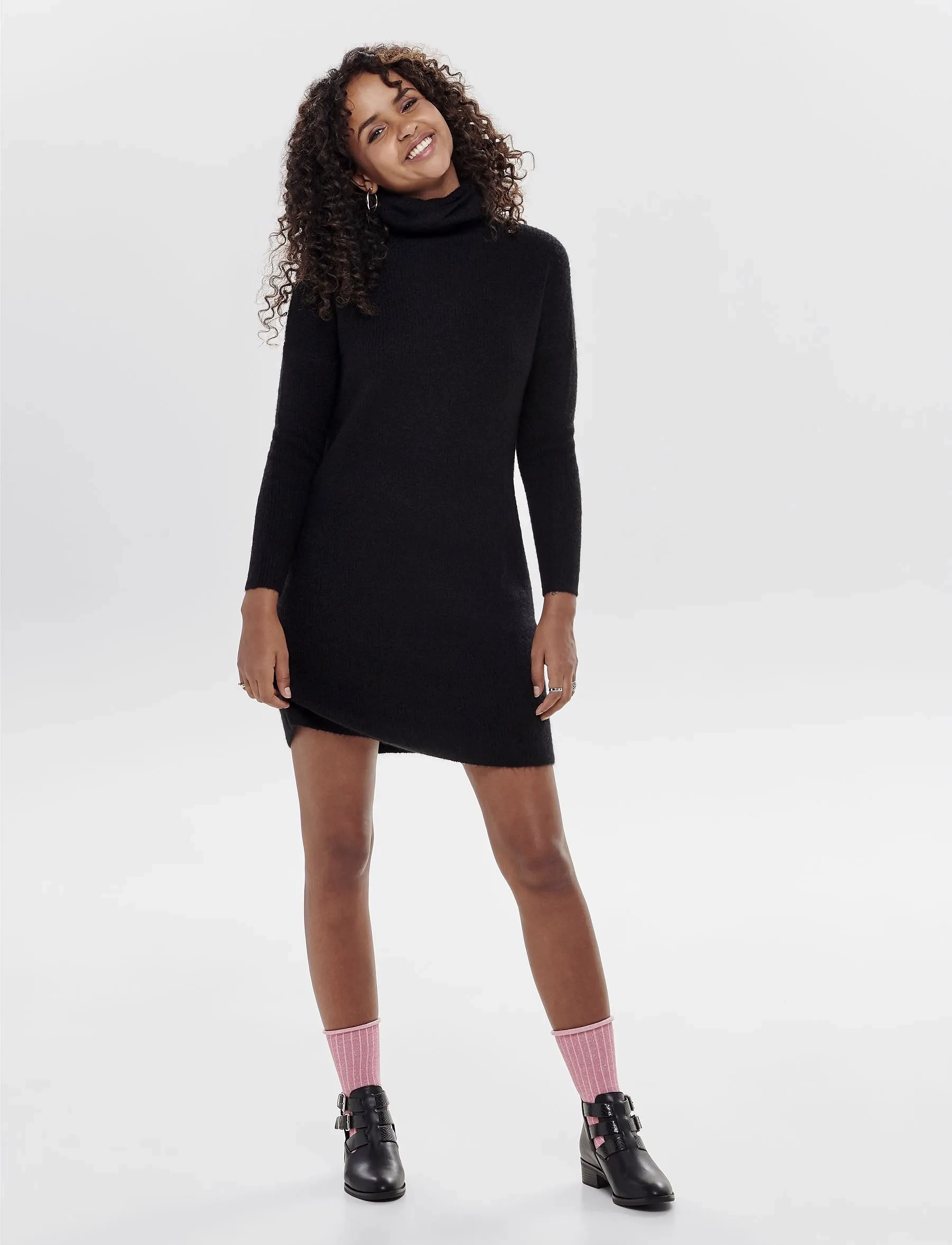 ONLY - ONLJANA L/S COWLNCK DRESS  WOOL KNT NOOS - die niedrigsten preise - black - 4