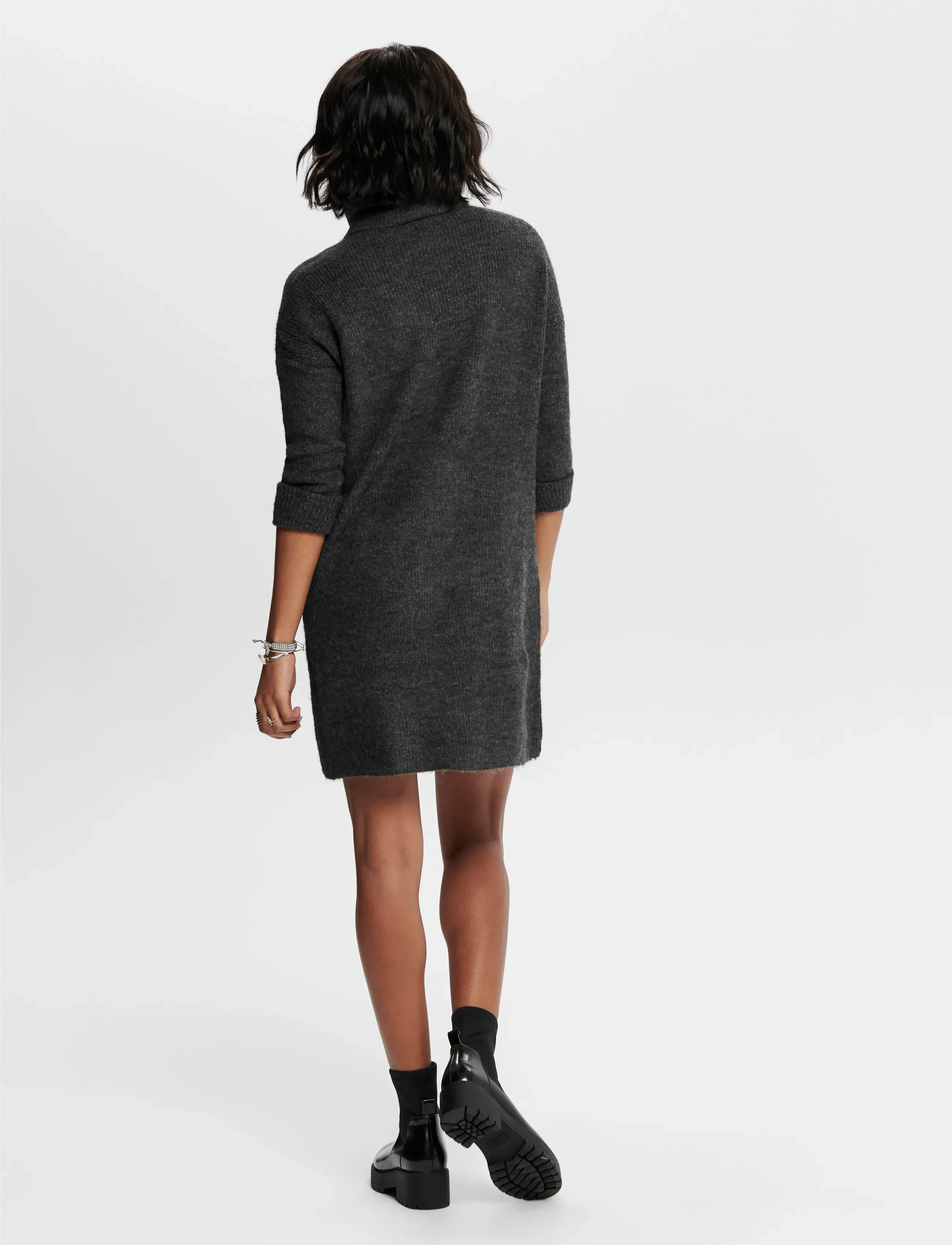 ONLY - ONLJANA L/S COWLNCK DRESS  WOOL KNT NOOS - die niedrigsten preise - dark grey melange - 3