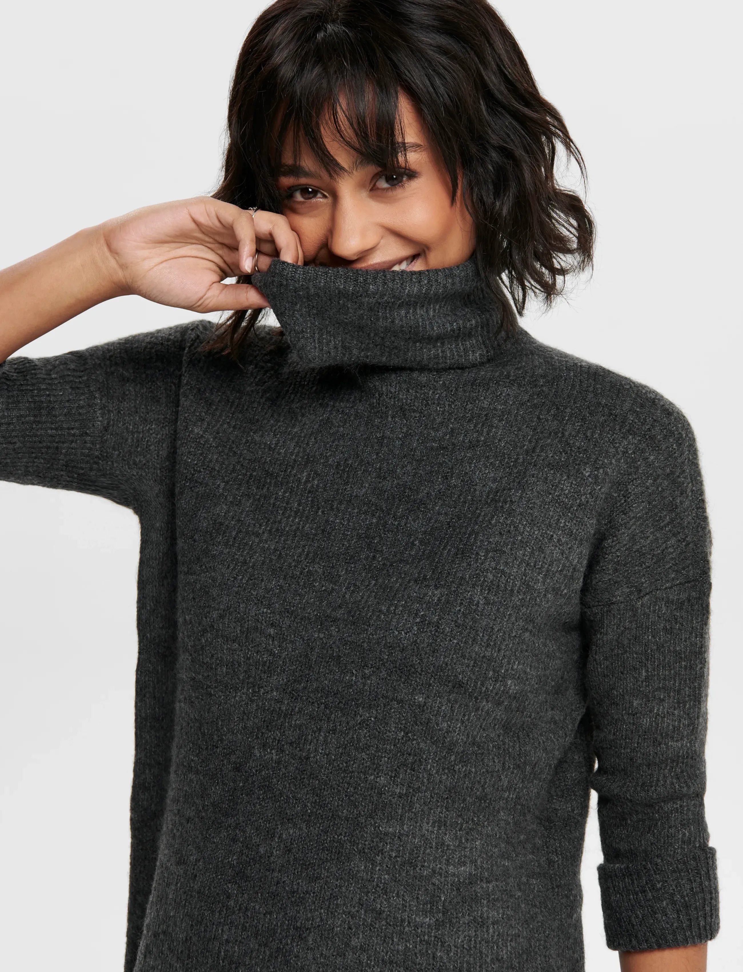 ONLY - ONLJANA L/S COWLNCK DRESS  WOOL KNT NOOS - die niedrigsten preise - dark grey melange - 5