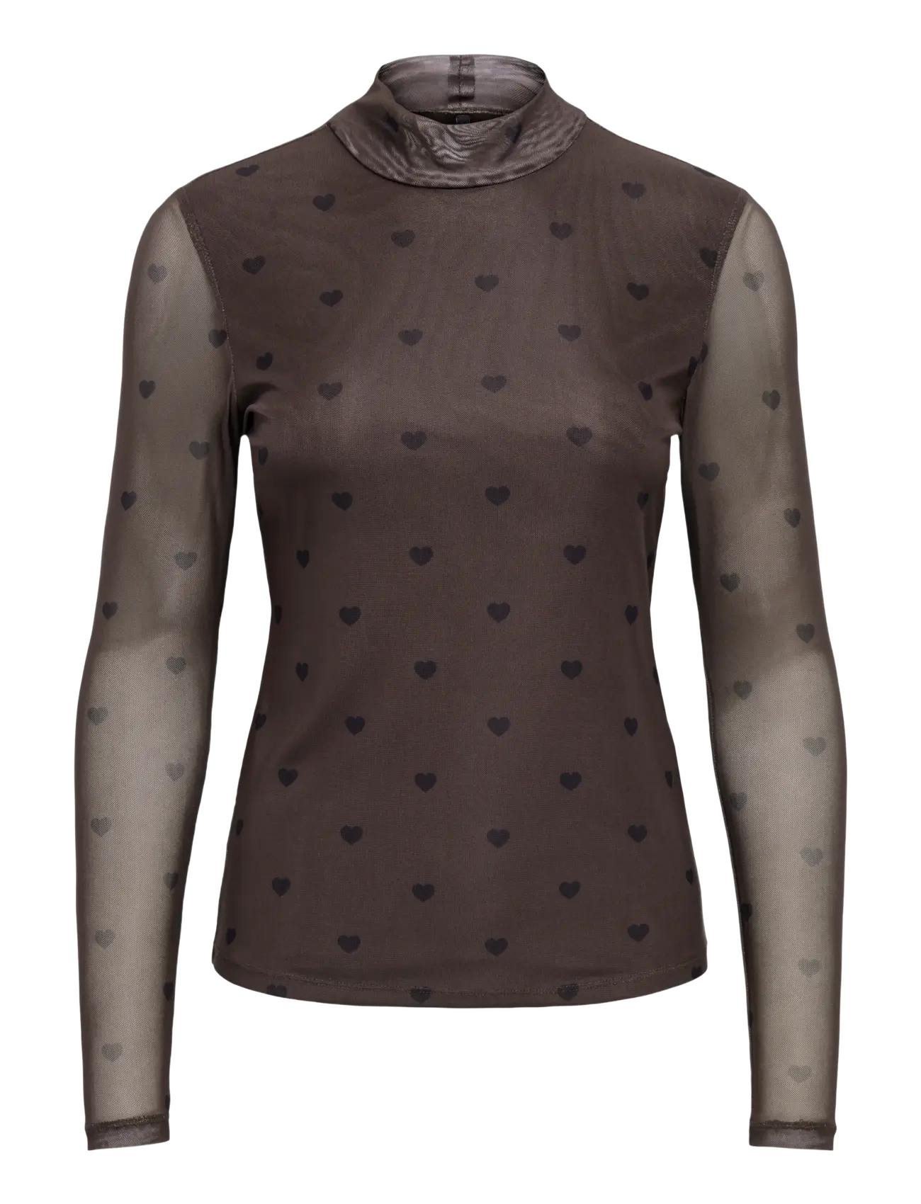ONLY - ONLERICA MESH L/S TOP JRS NOOS - langärmelige blusen - coffee bean - 1