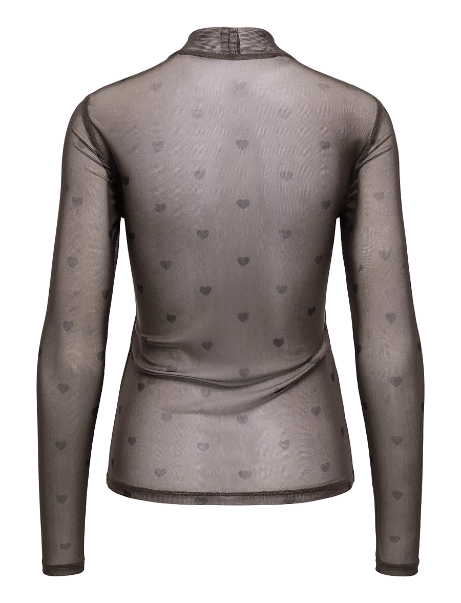 ONLY - ONLERICA MESH L/S TOP JRS NOOS - langärmelige blusen - coffee bean - 2