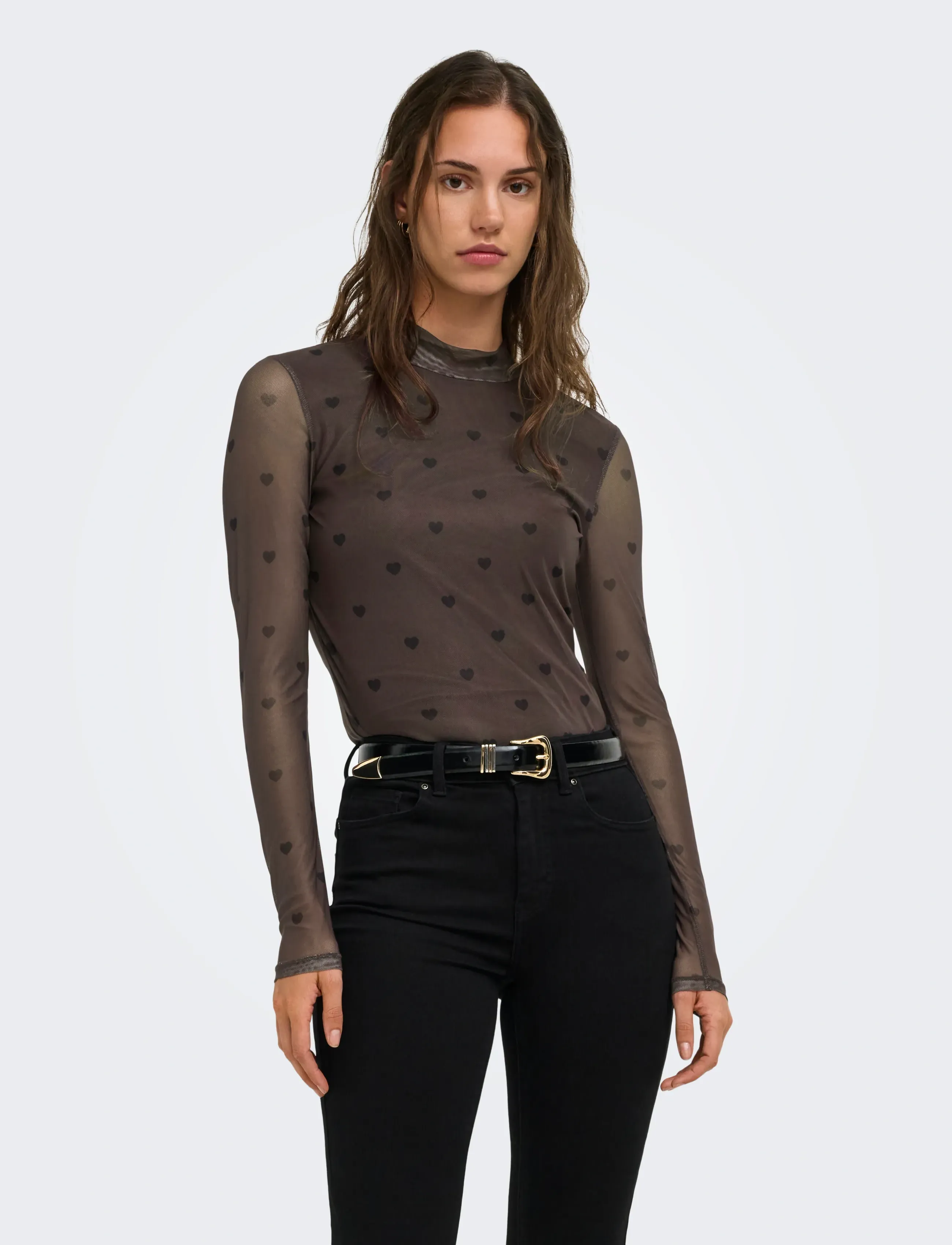 ONLY ONLERICA MESH L/S TOP JRS NOOS - Blusen - COFFEE BEAN / brown
