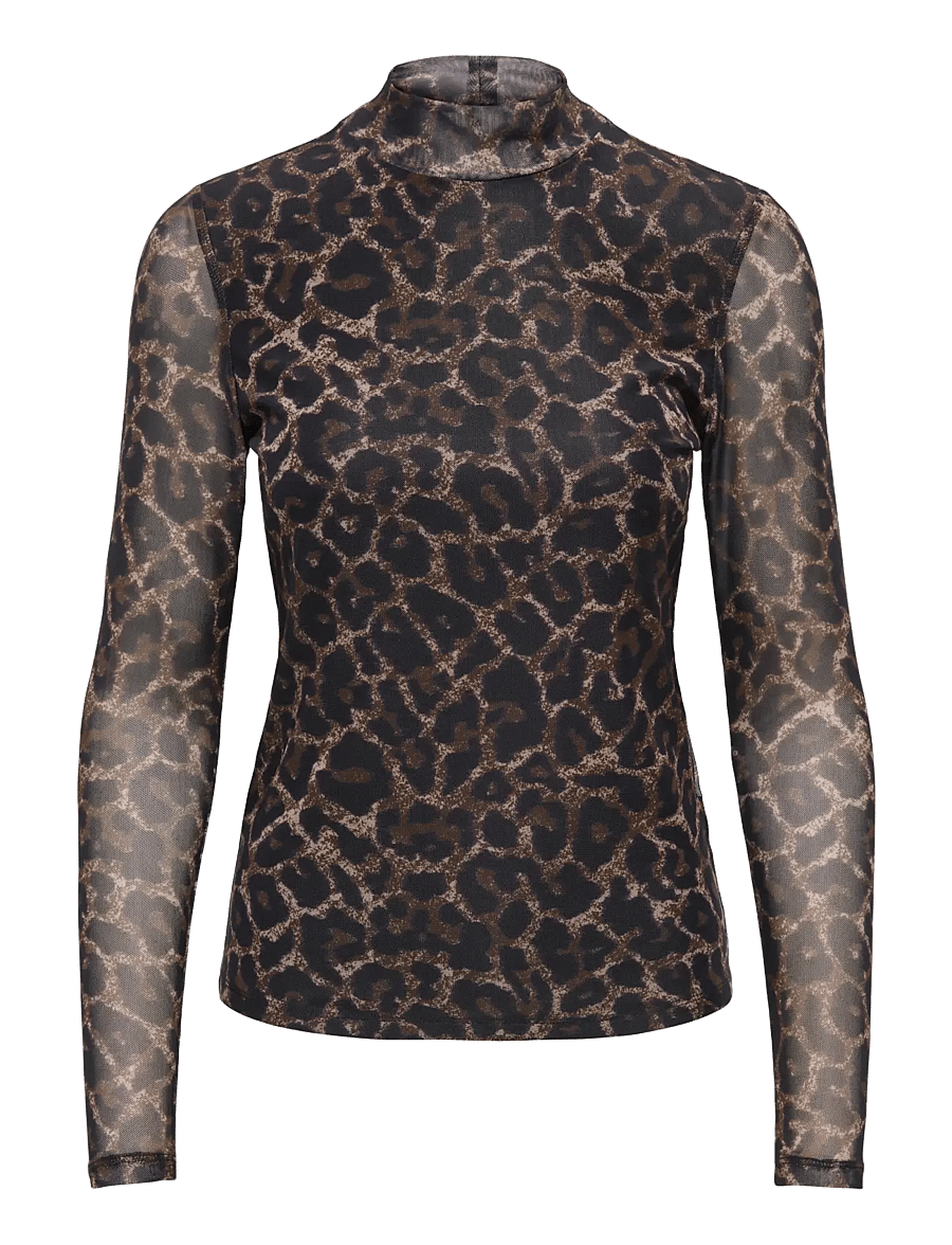 ONLY - ONLERICA MESH L/S TOP JRS NOOS - langärmelige blusen - raw umber - 1