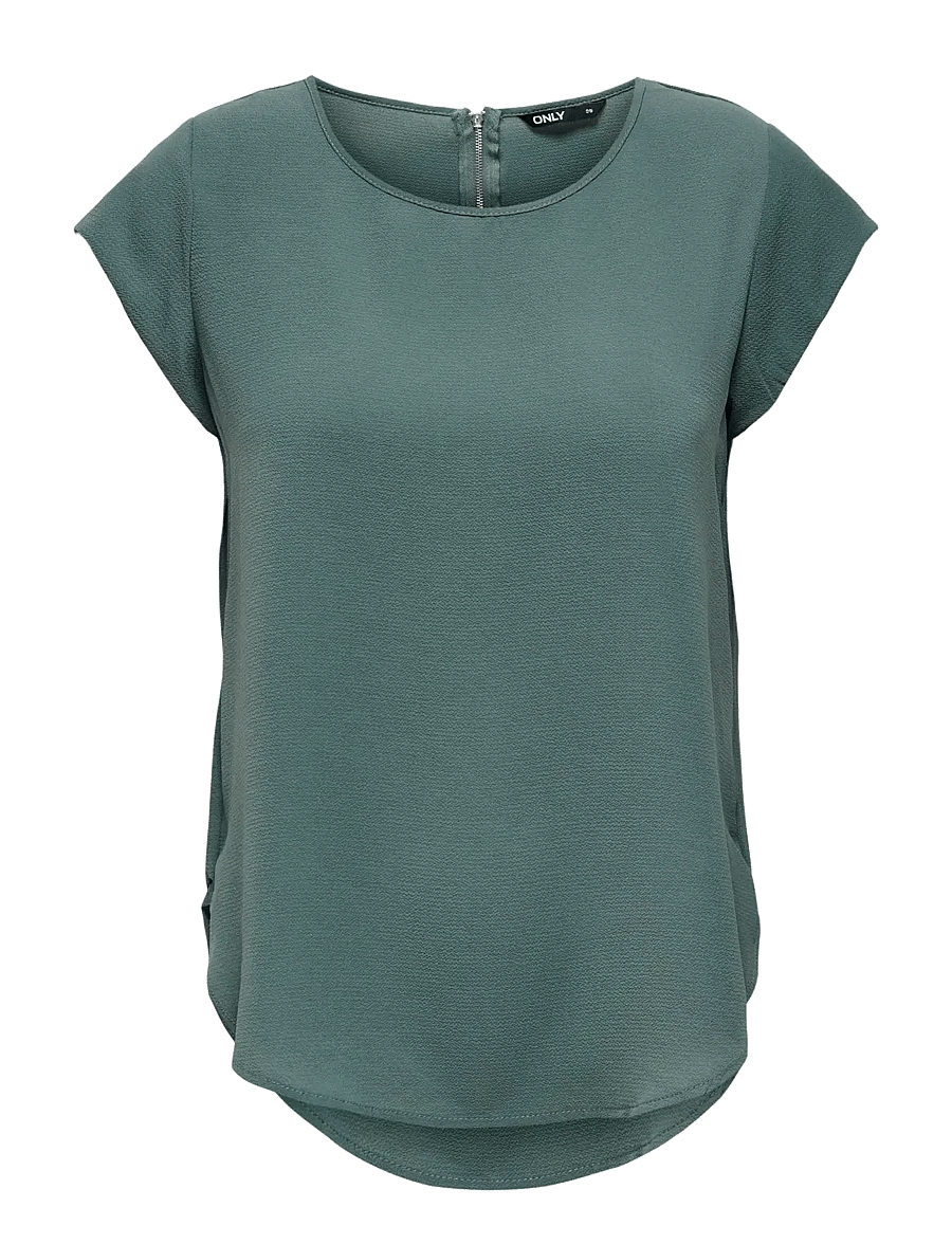 ONLY - ONLVIC S/S SOLID TOP NOOS WVN - kurzärmelige blusen - balsam green - 1