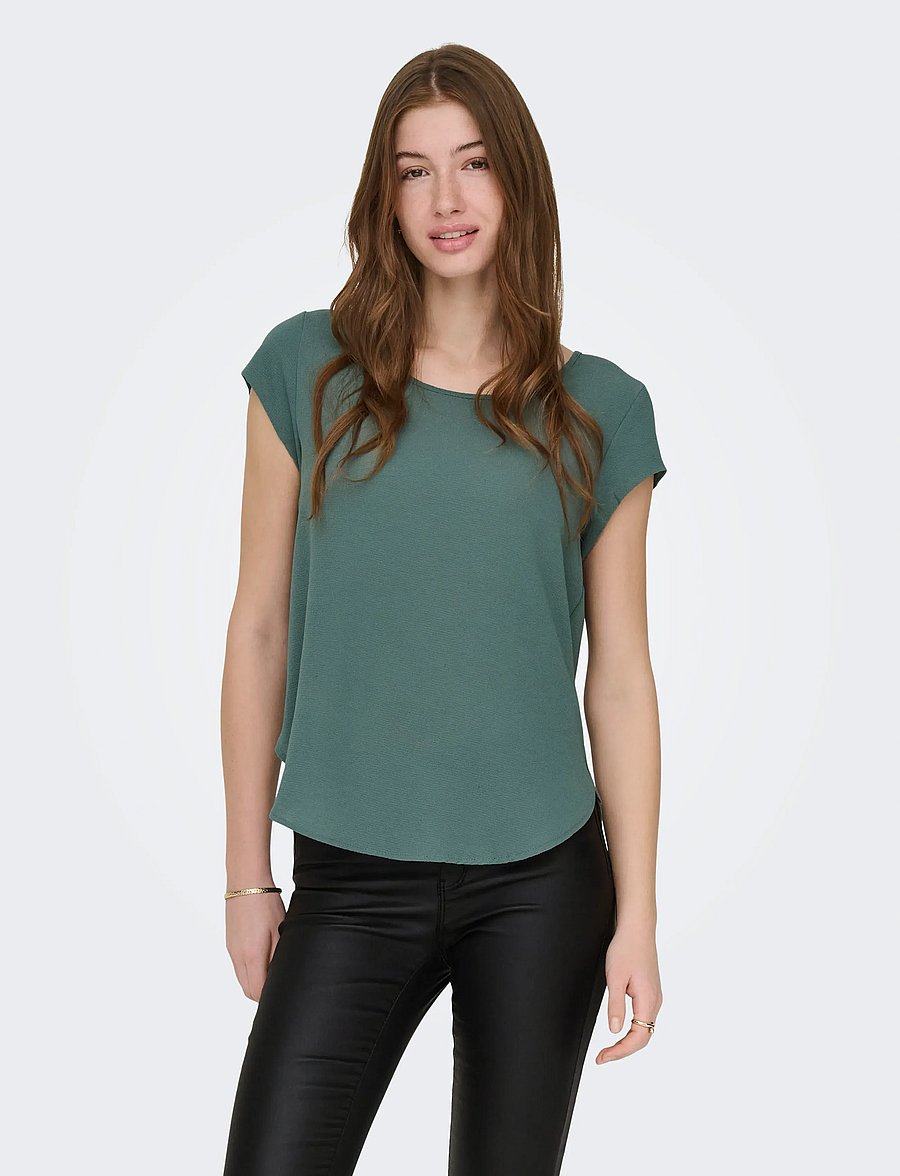 ONLY - ONLVIC S/S SOLID TOP NOOS WVN - kurzärmelige blusen - balsam green - 0
