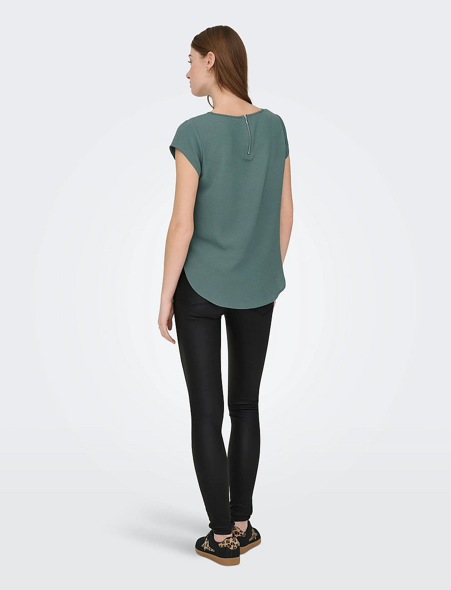 ONLY - ONLVIC S/S SOLID TOP NOOS WVN - kurzärmelige blusen - balsam green - 3