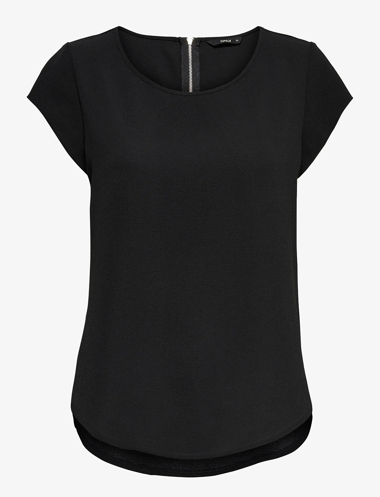 ONLY - ONLVIC S/S SOLID TOP NOOS WVN - kortærmede bluser - black - 1