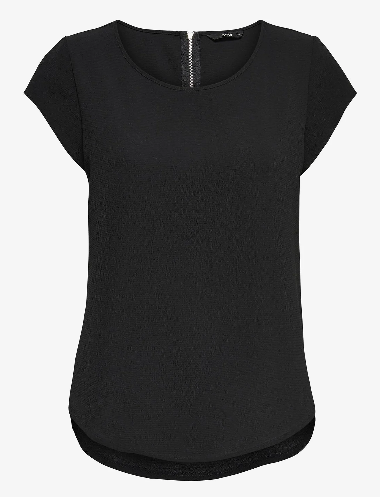 ONLY - ONLVIC S/S SOLID TOP NOOS PTM - lühikeste varrukatega pluusid - black - 0