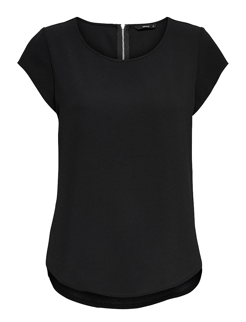 ONLY - ONLVIC S/S SOLID TOP NOOS WVN - kortærmede bluser - black - 1