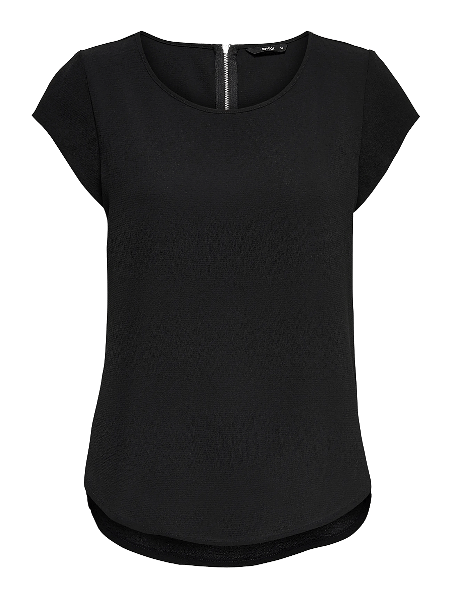 ONLY - ONLVIC S/S SOLID TOP NOOS WVN - stutterma blússur - black - 1