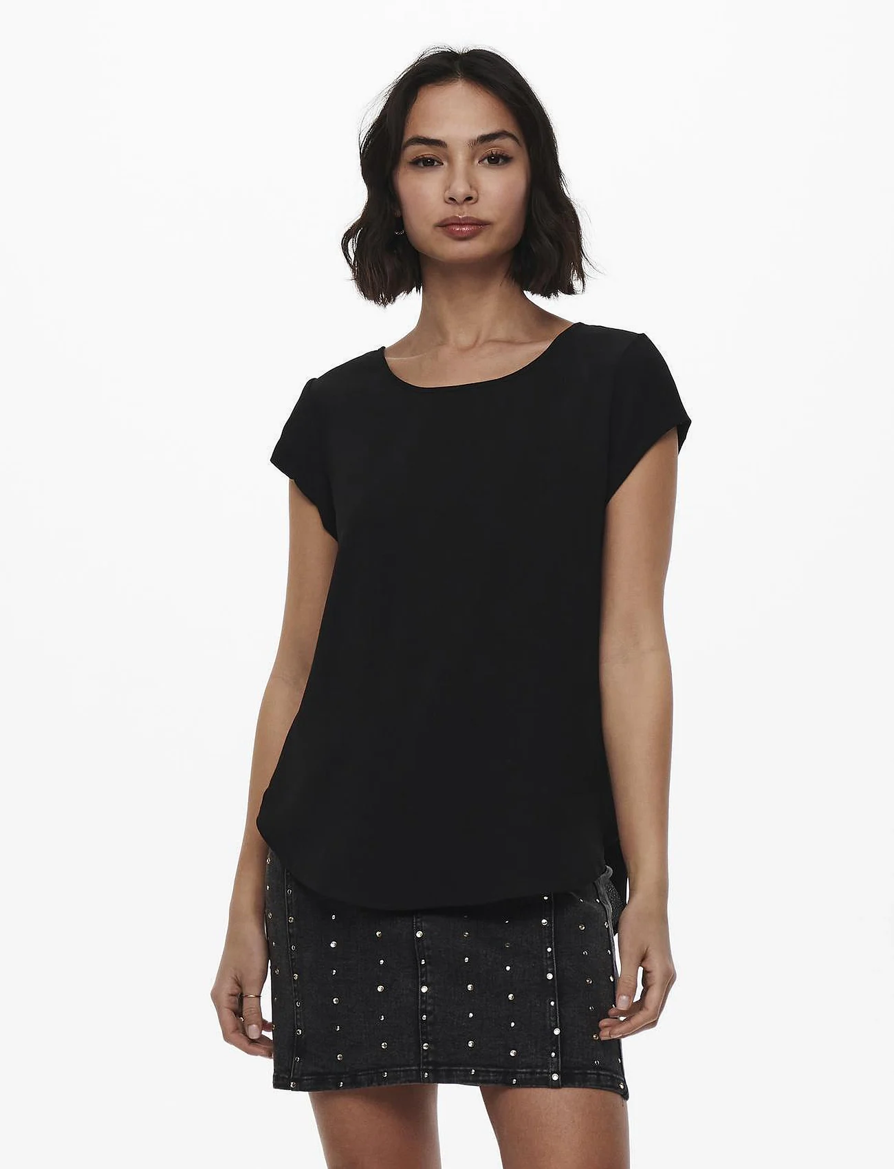 ONLY - ONLVIC S/S SOLID TOP NOOS PTM - lyhythihaiset puserot - black - 0