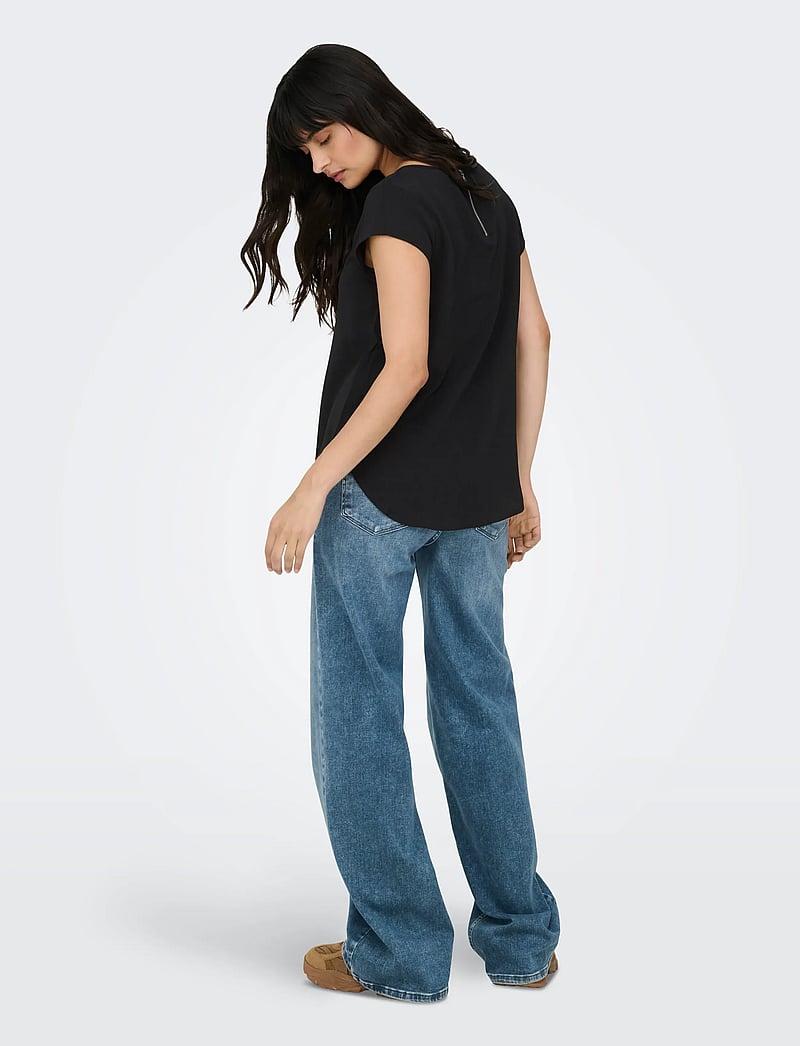ONLY - ONLVIC S/S SOLID TOP NOOS WVN - kortærmede bluser - black - 3
