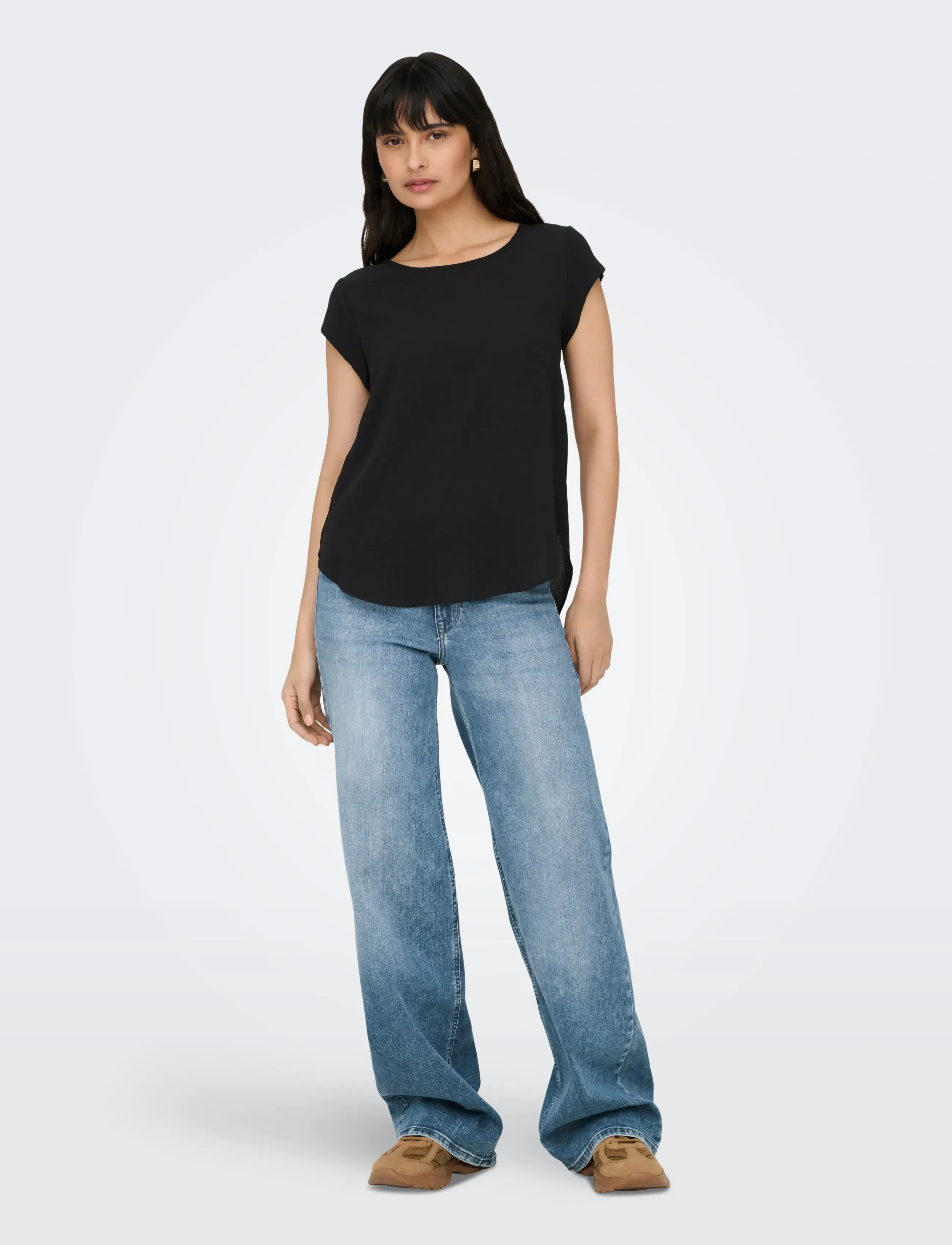 ONLY - ONLVIC S/S SOLID TOP NOOS WVN - short-sleeved blouses - black - 4