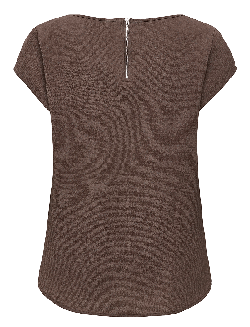 ONLY - ONLVIC S/S SOLID TOP NOOS WVN - kortärmade blusar - chocolate martini - 2