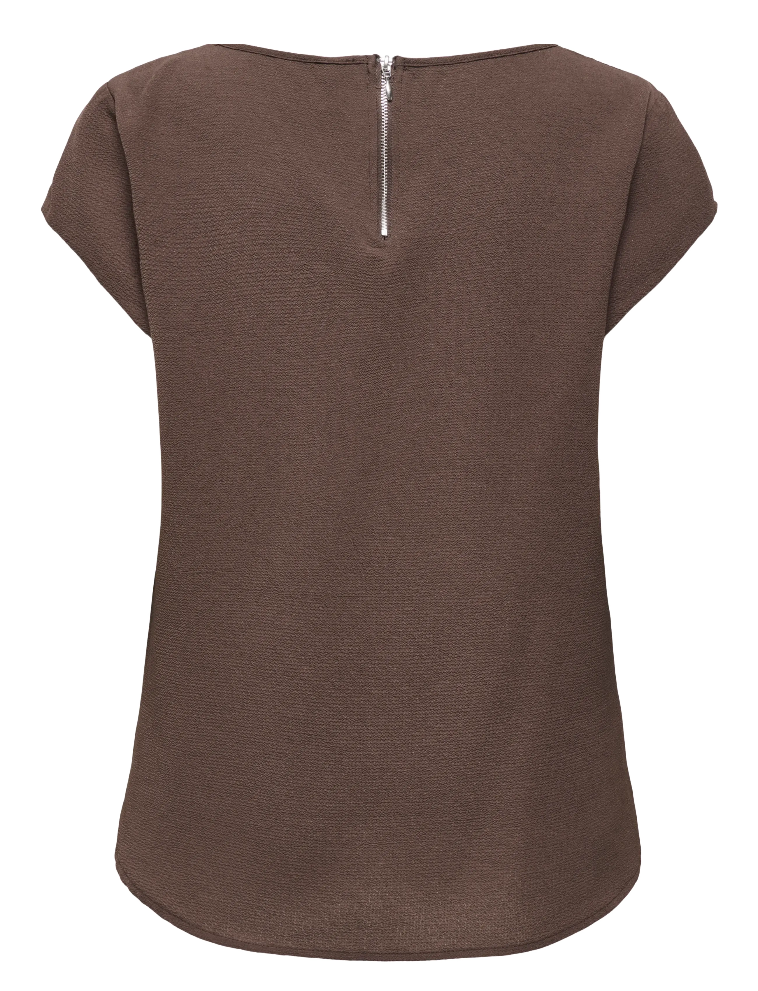 ONLY - ONLVIC S/S SOLID TOP NOOS WVN - short-sleeved blouses - chocolate martini - 2