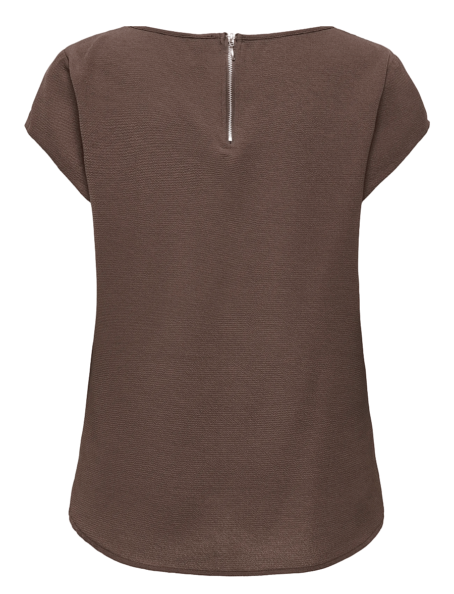 ONLY - ONLVIC S/S SOLID TOP NOOS WVN - kurzärmelige blusen - chocolate martini - 2