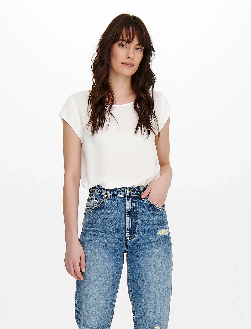 ONLY - ONLVIC S/S SOLID TOP NOOS WVN - blūzes ar īsām piedurknēm - cloud dancer - 0