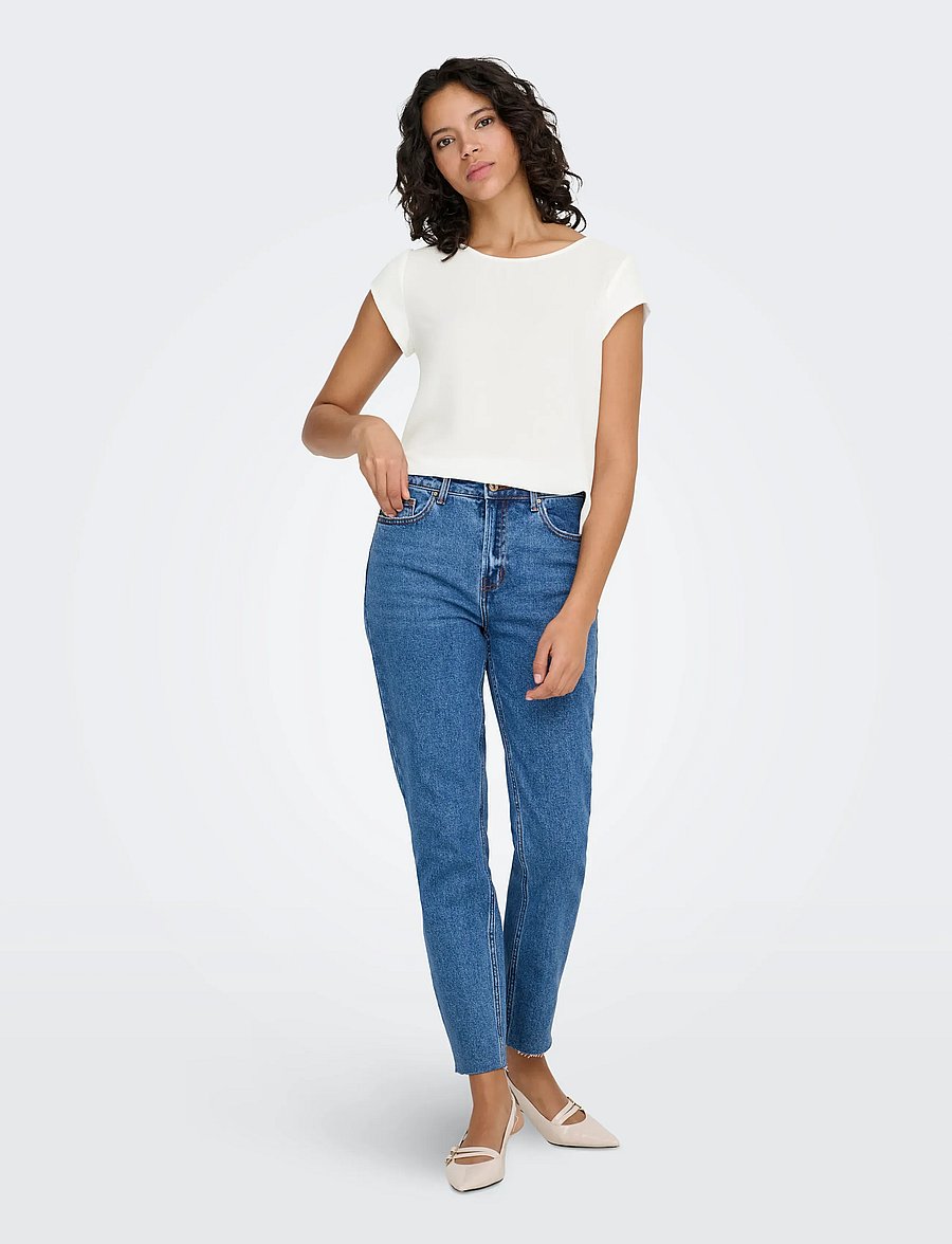ONLY - ONLVIC S/S SOLID TOP NOOS WVN - kurzärmelige blusen - cloud dancer - 4