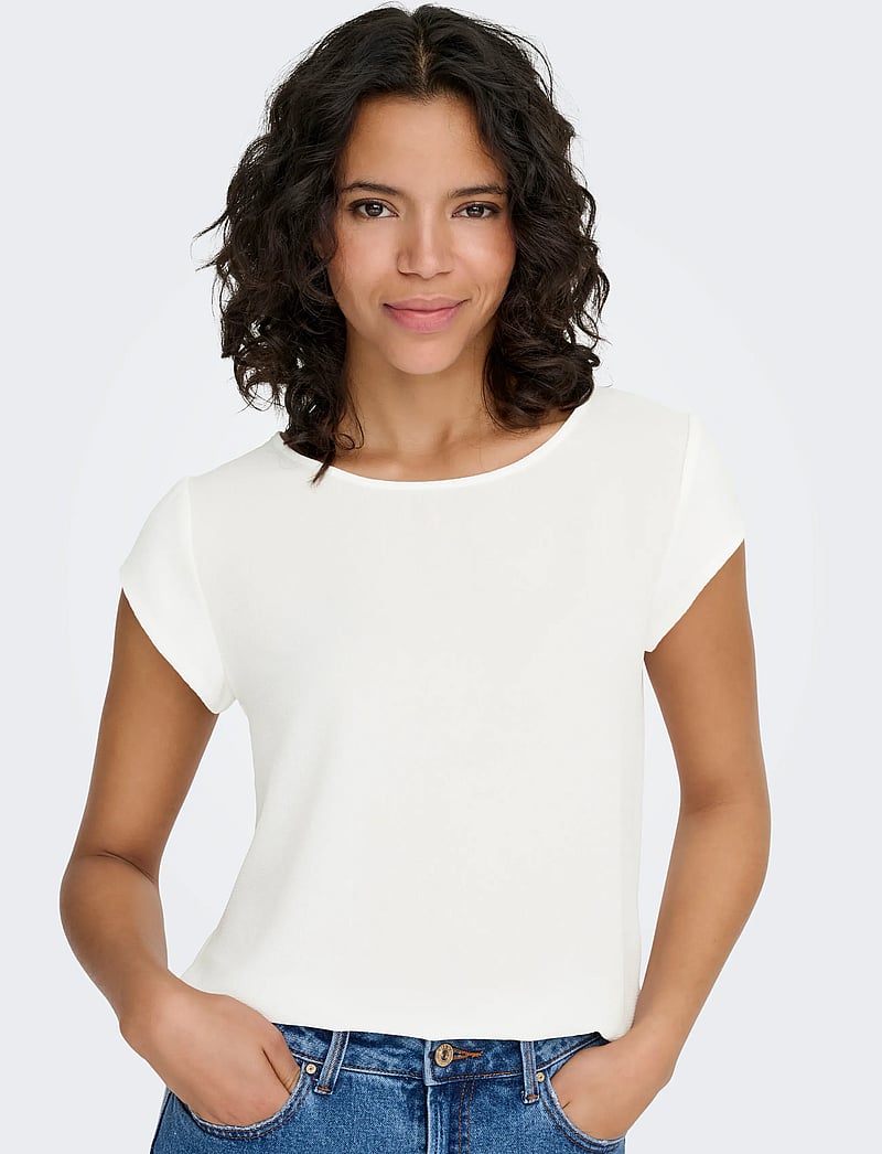 ONLY - ONLVIC S/S SOLID TOP NOOS WVN - lühikeste varrukatega pluusid - cloud dancer - 5
