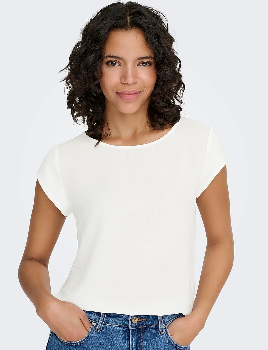 ONLY - ONLVIC S/S SOLID TOP NOOS WVN - kurzärmelige blusen - cloud dancer - 5