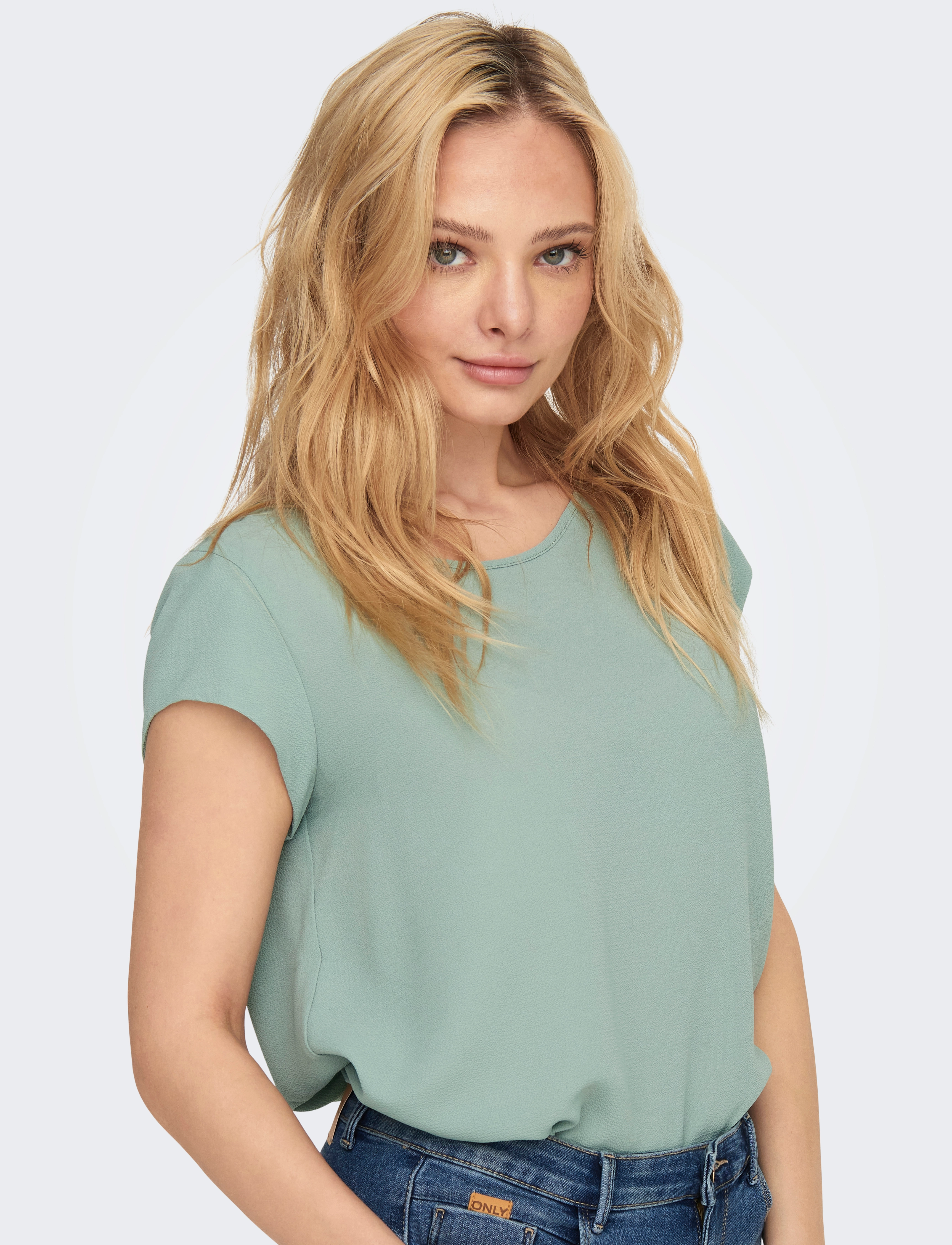 ONLY - ONLVIC S/S SOLID TOP NOOS WVN - lühikeste varrukatega pluusid - jadeite - 5