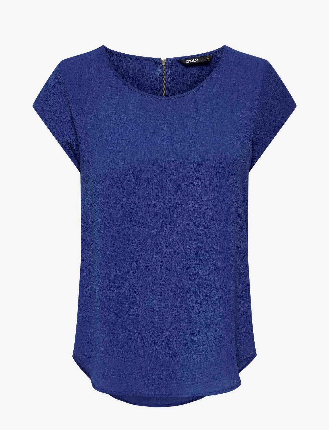 ONLY ONLVIC S/S SOLID TOP NOOS WVN - Kortærmede bluser - SURF THE WEB / blue