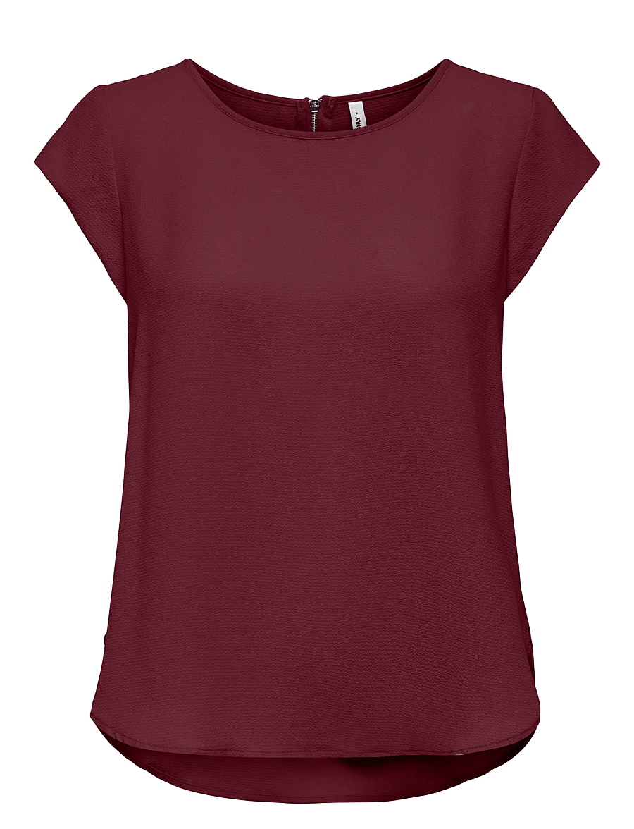 ONLY - ONLVIC S/S SOLID TOP NOOS WVN - kortärmade blusar - tawny port - 0