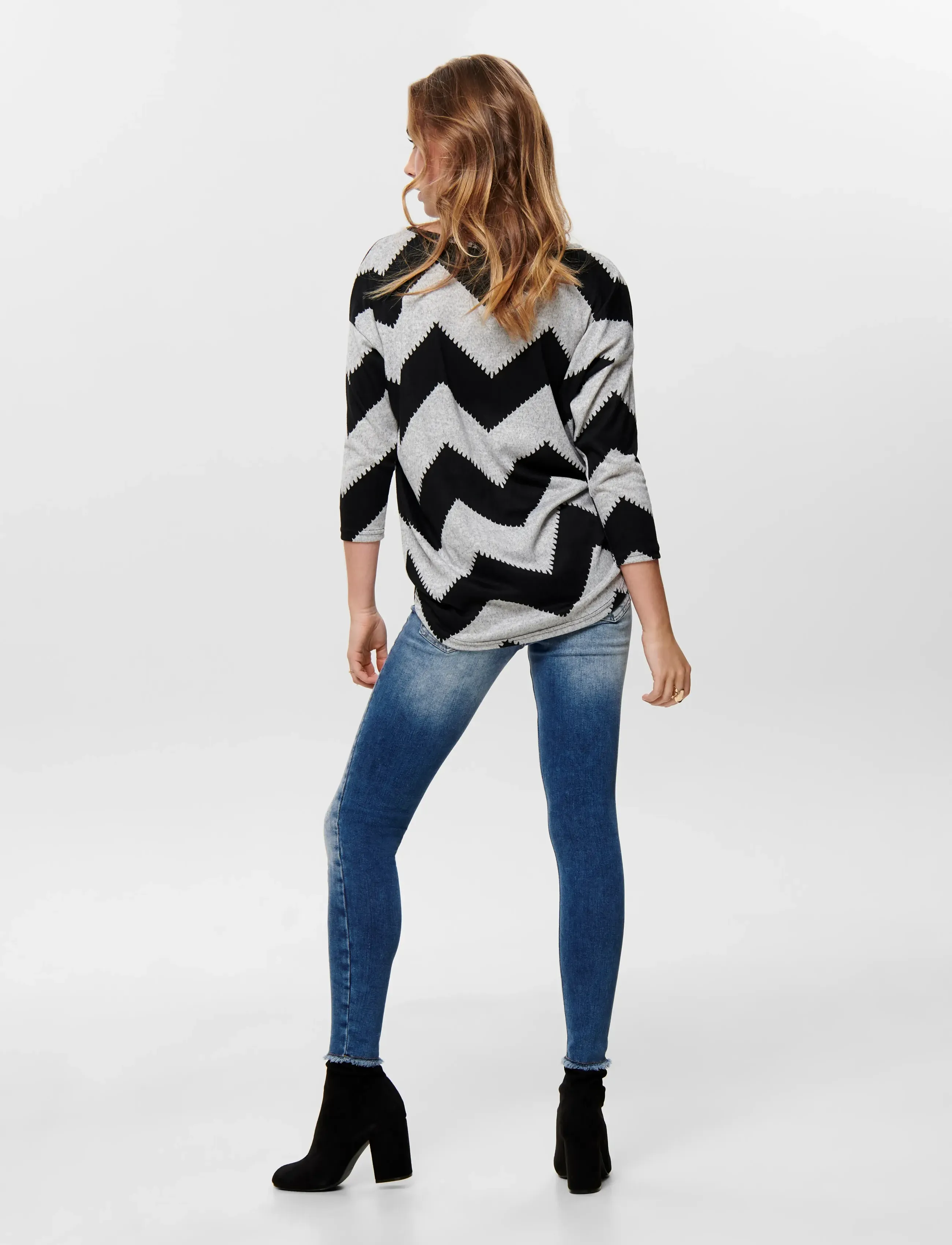 ONLY - ONLELCOS 4/5 AOP TOP JRS NOOS - langärmlige tops - light grey melange - 3
