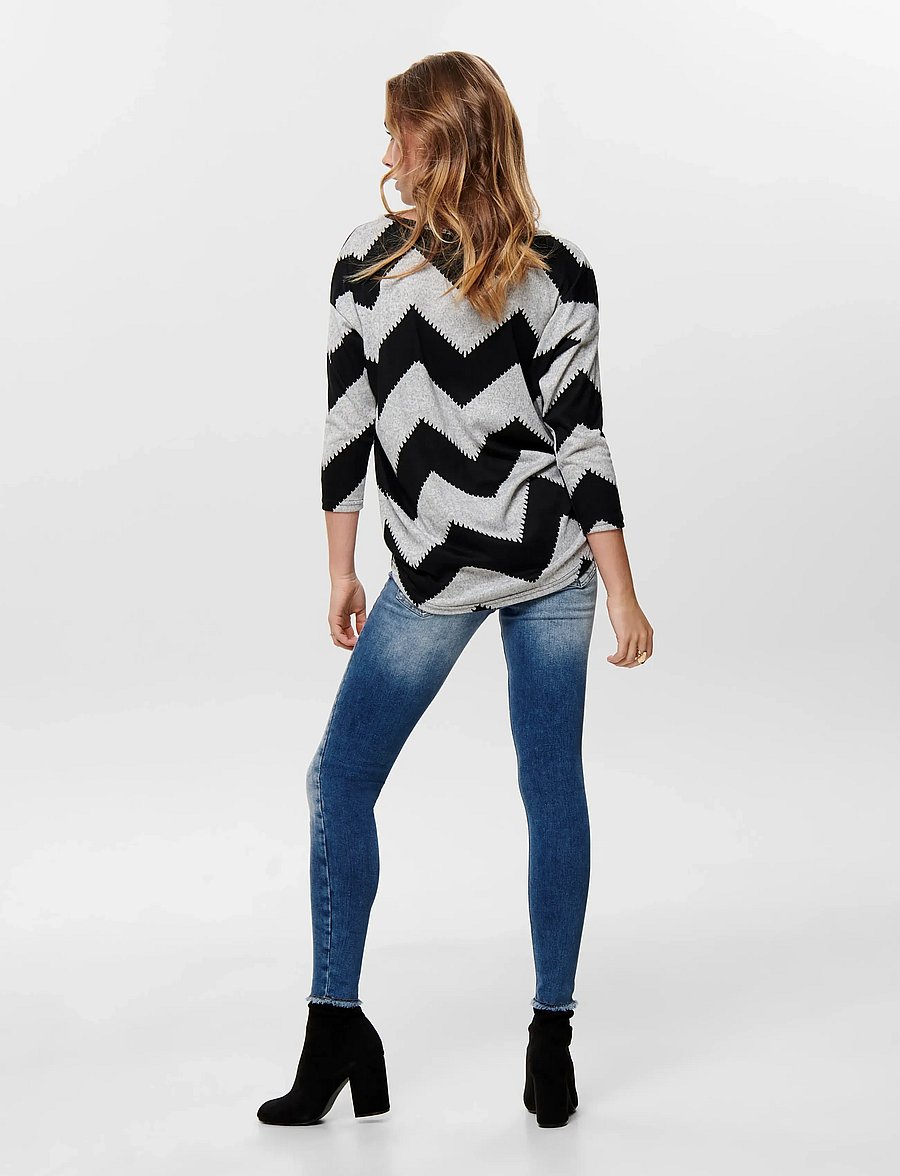 ONLY - ONLELCOS 4/5 AOP TOP JRS NOOS - pikkade varrukatega topid - light grey melange - 3
