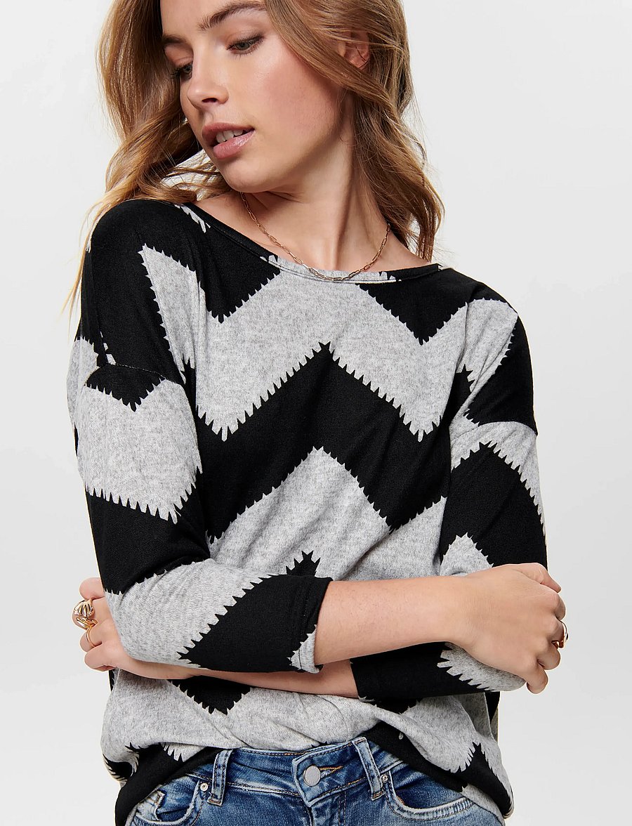 ONLY - ONLELCOS 4/5 AOP TOP JRS NOOS - pikkade varrukatega topid - light grey melange - 5