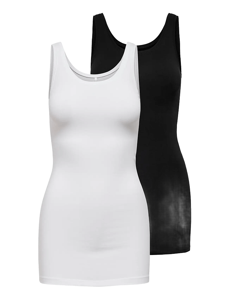 ONLY - ONLLIVE LOVE NEW LONG TT 2PACK JRS NOOS - tanktops - black - 1