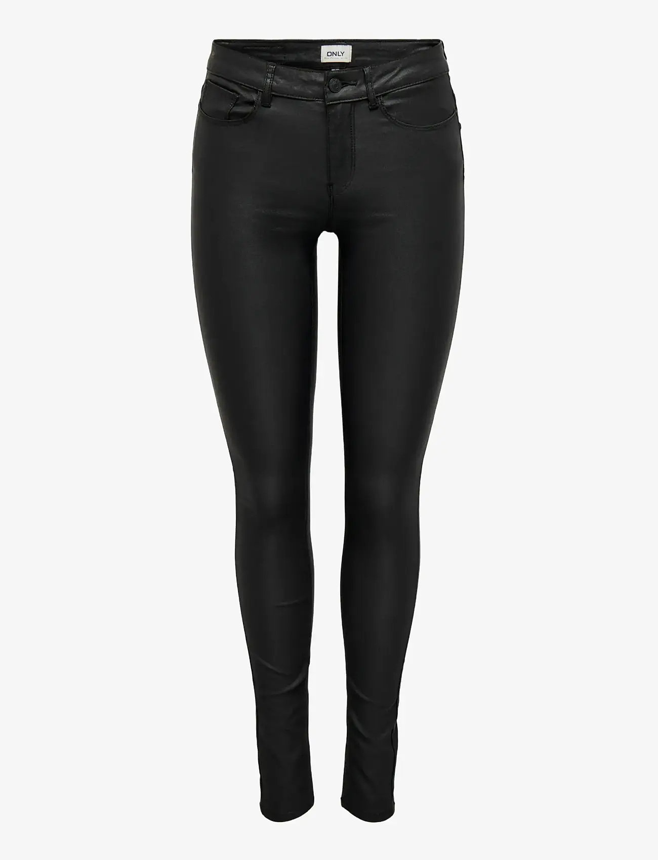 ONLY - ONLANNE K MID WAIST COATED PNT NOOS - leðurbuxur - black - 1