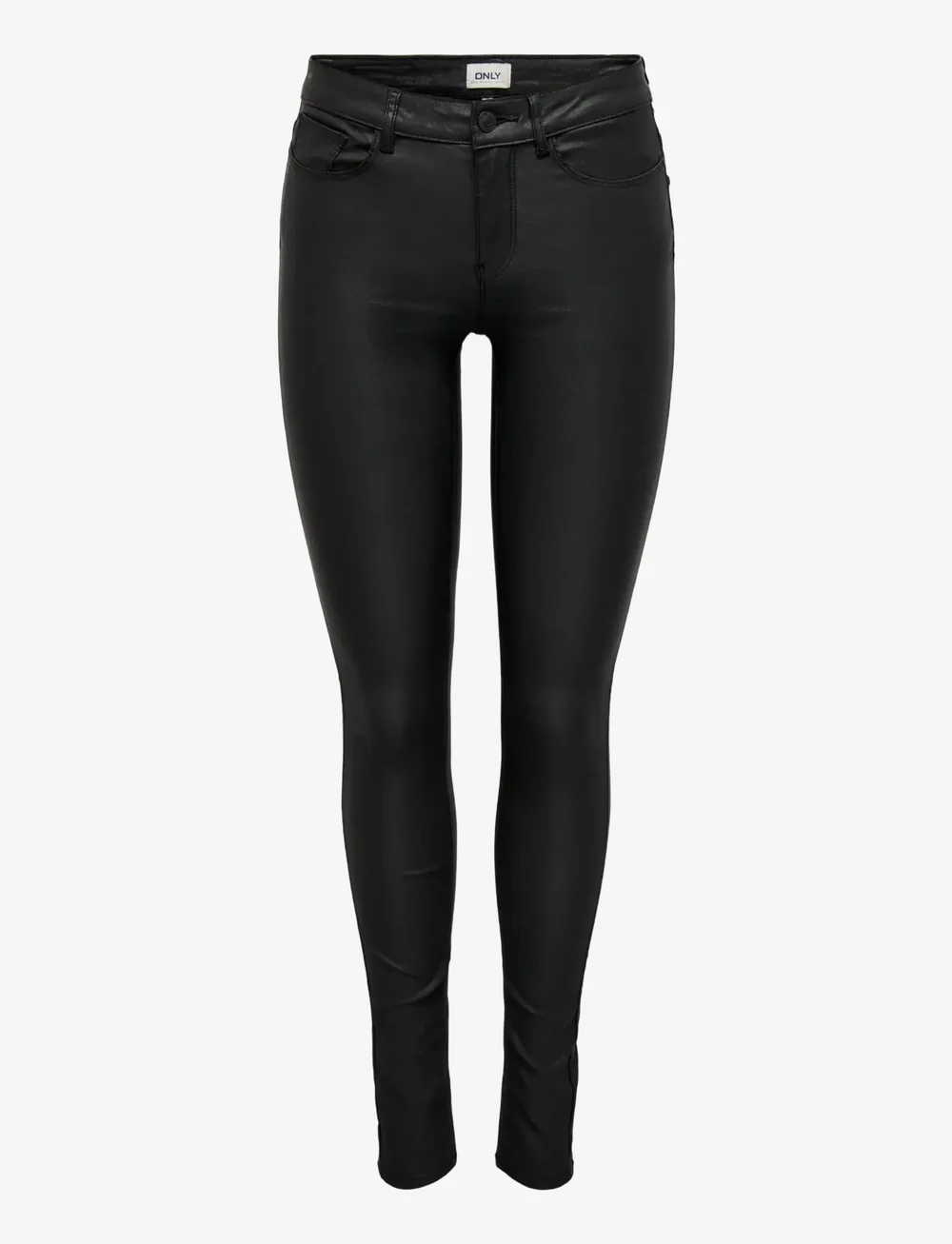 ONLY - ONLANNE K MID WAIST COATED PNT NOOS - skinnbyxor - black - 1
