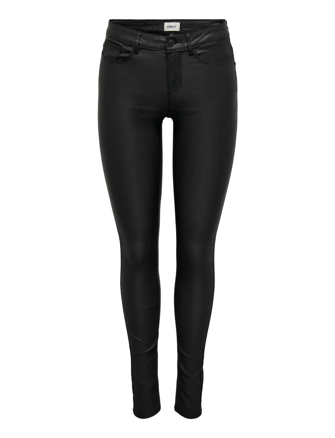 ONLY ONLANNE K MID WAIST COATED PNT NOOS - Kleidung - BLACK / black