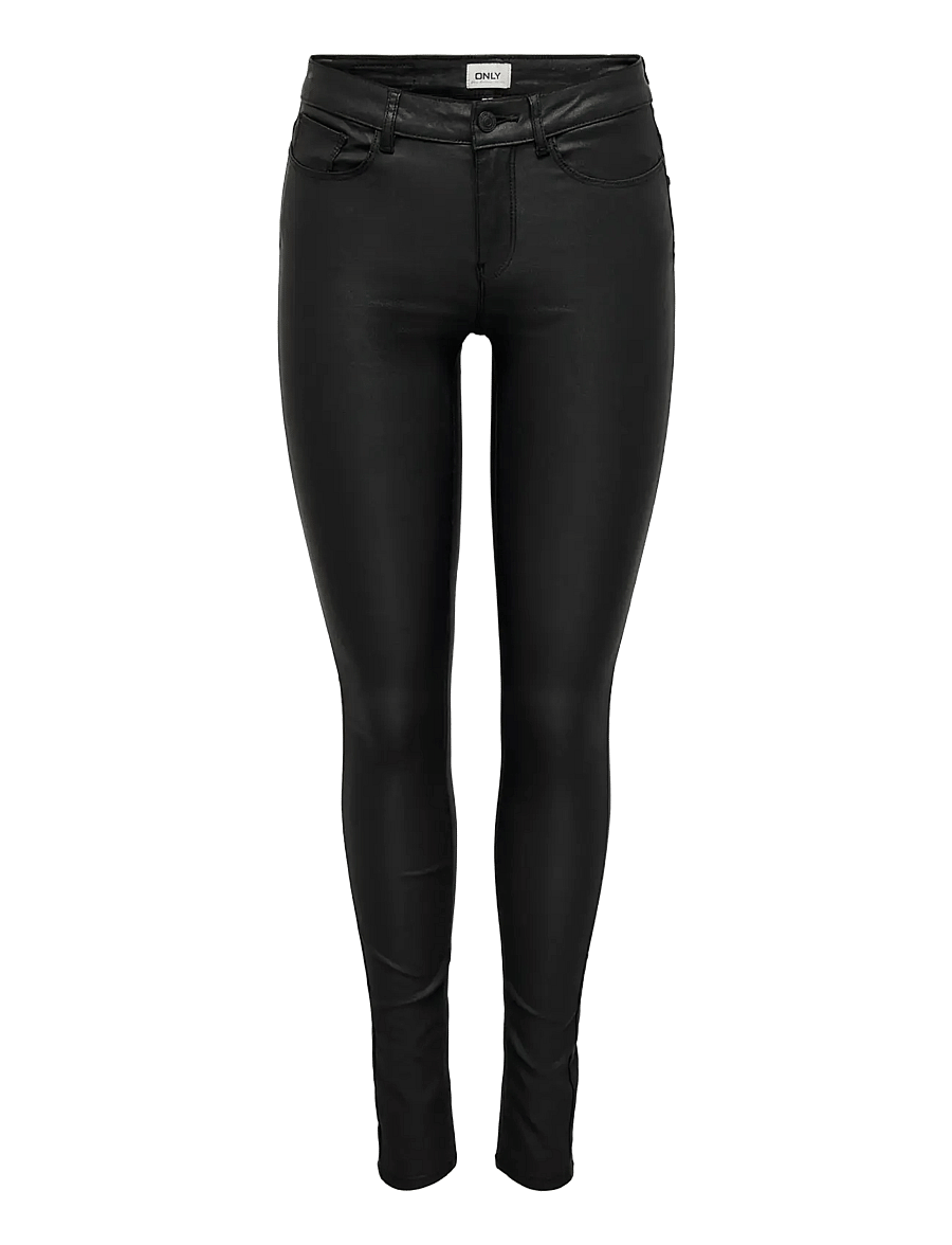 ONLY - ONLANNE K MID WAIST COATED PNT NOOS - lederhosen - black - 1