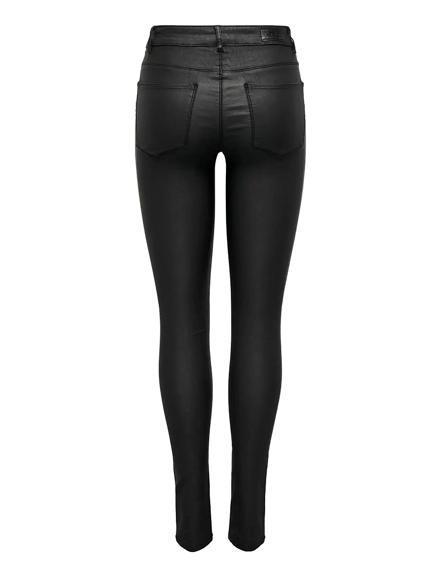 ONLY - ONLANNE K MID WAIST COATED PNT NOOS - lederhosen - black - 2