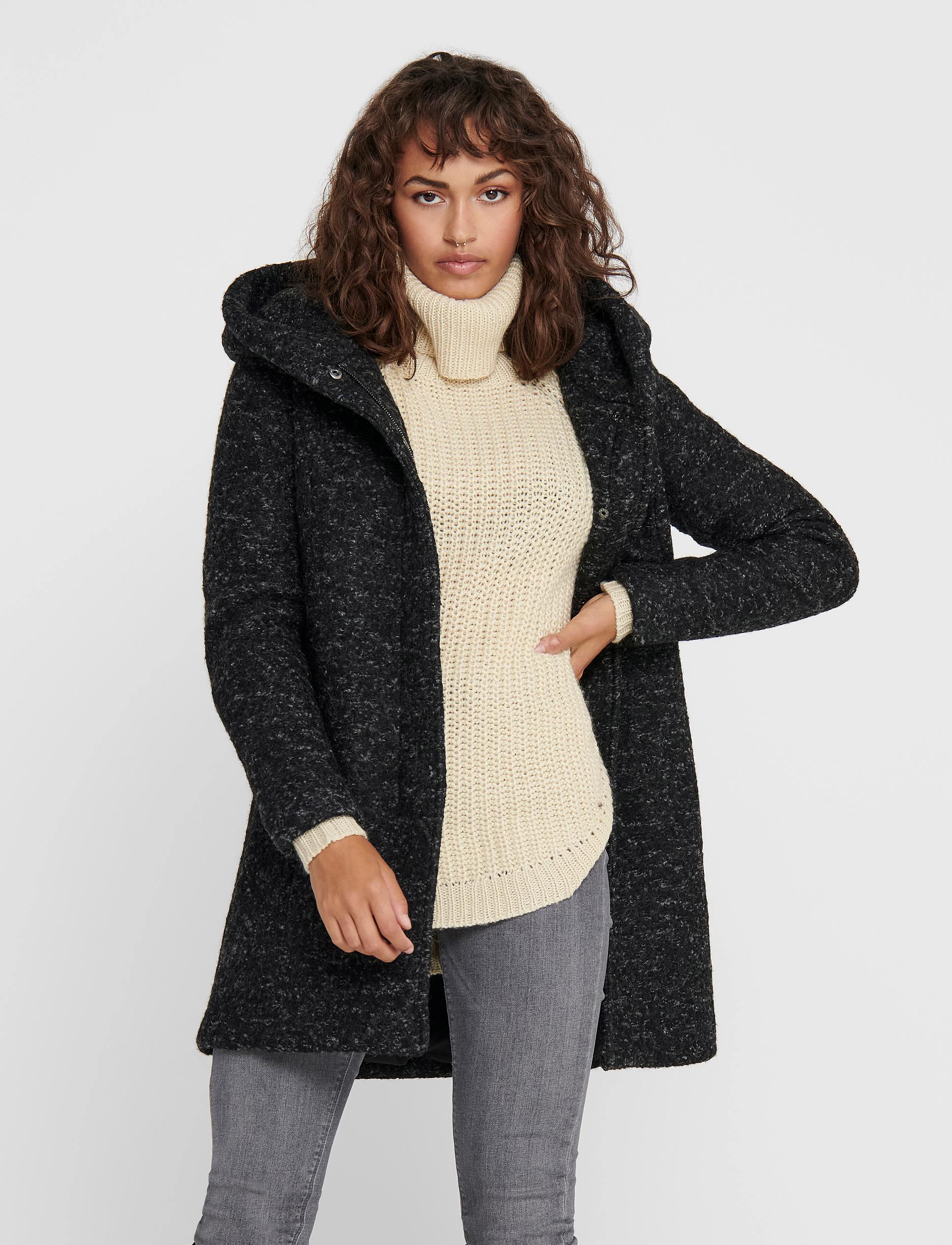 ONLY - ONLSEDONA BOUCLE WOOL COAT OTW - black - 3